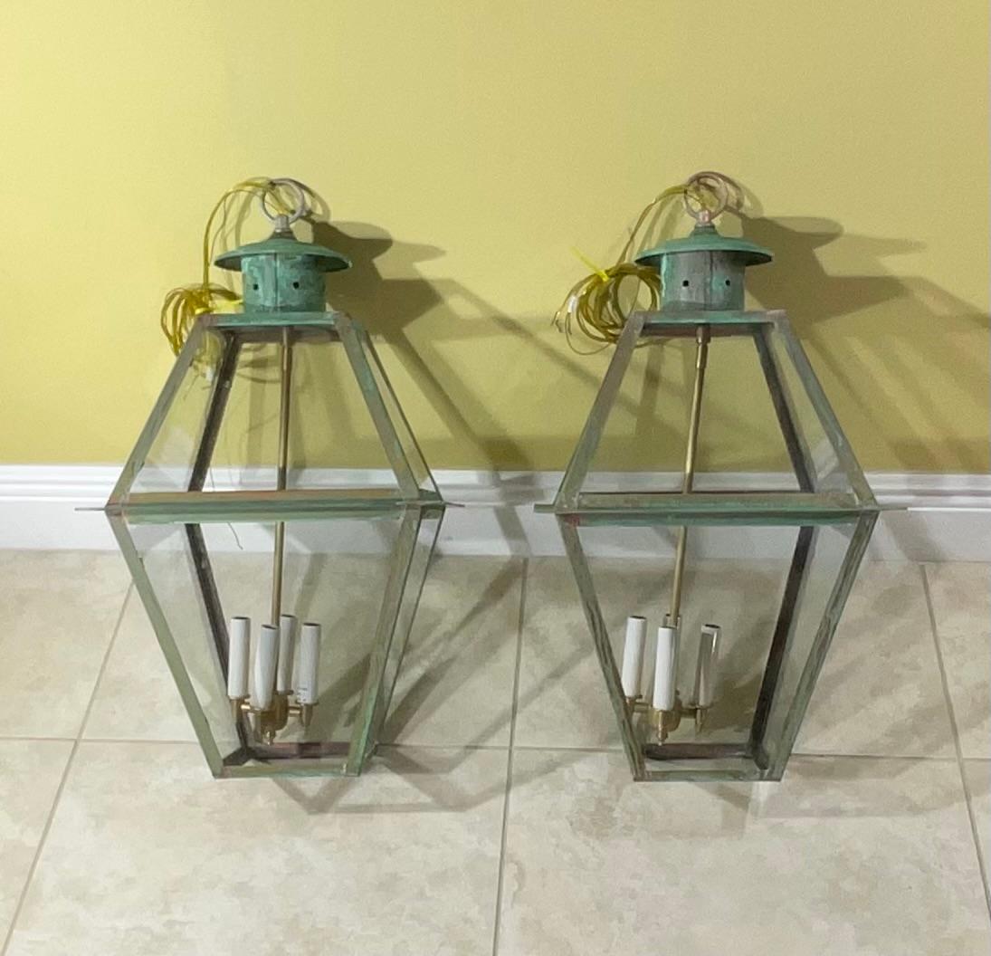 Pair Of Large Square Handcrafted Hanging Lanterns 8