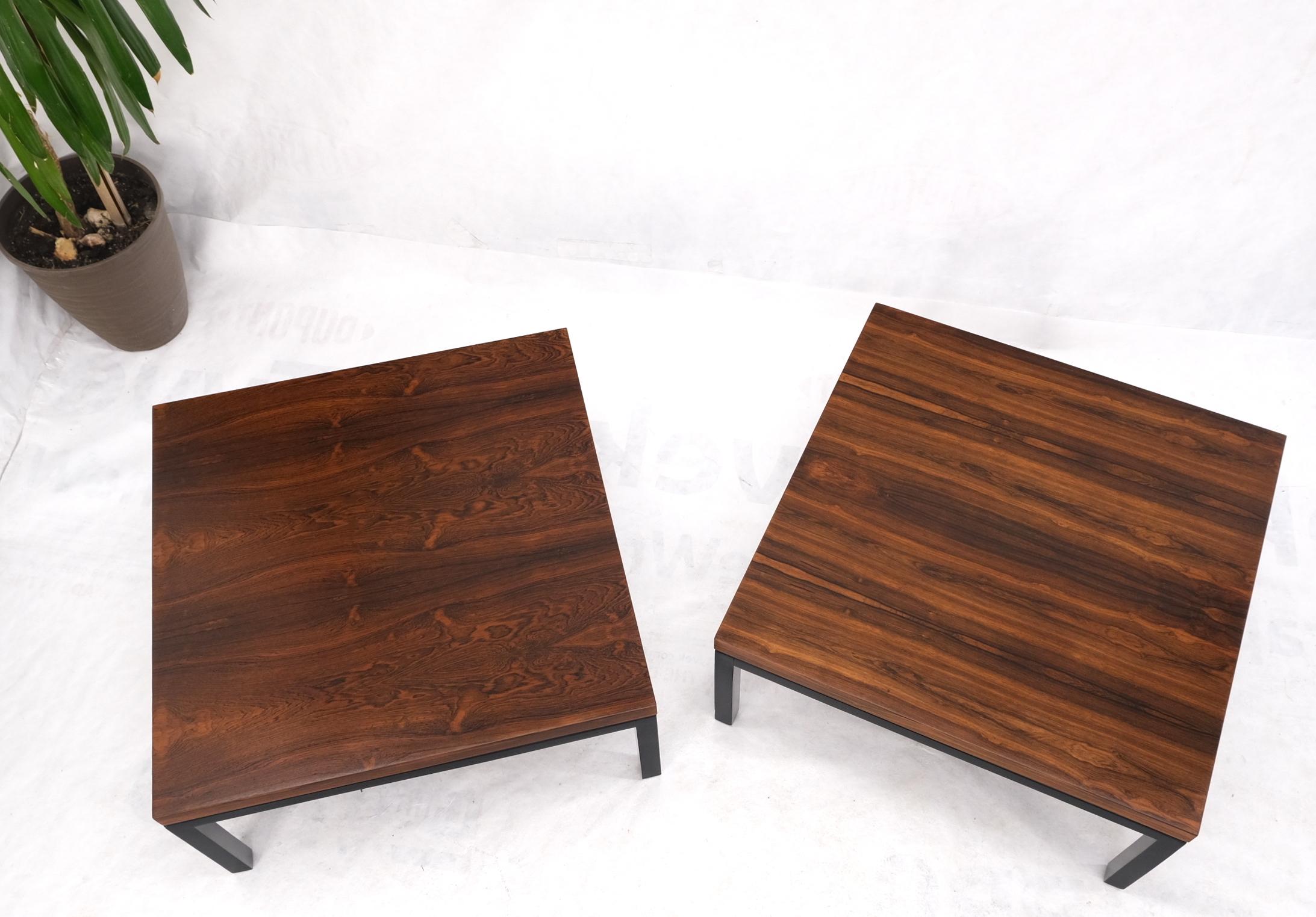 Pair of Large Square Rosewood Coffee Side End Tables Black Bases MINT Baughman For Sale 1