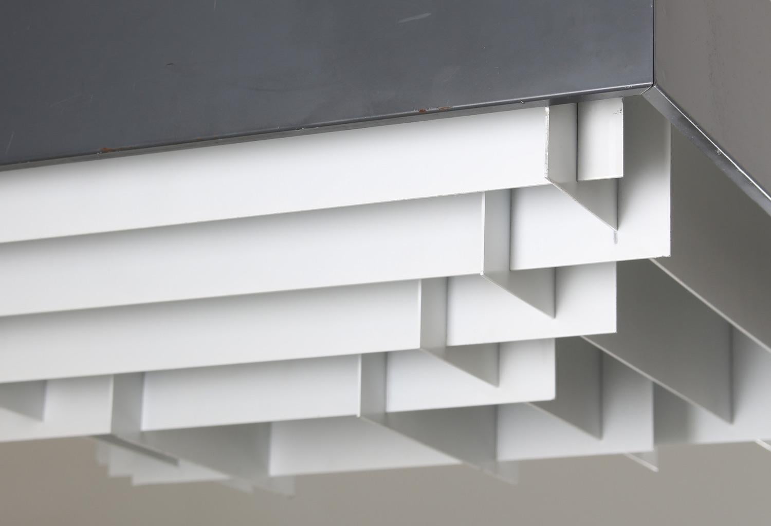 Metal Large Square Swedish Midcentury Pendant For Sale