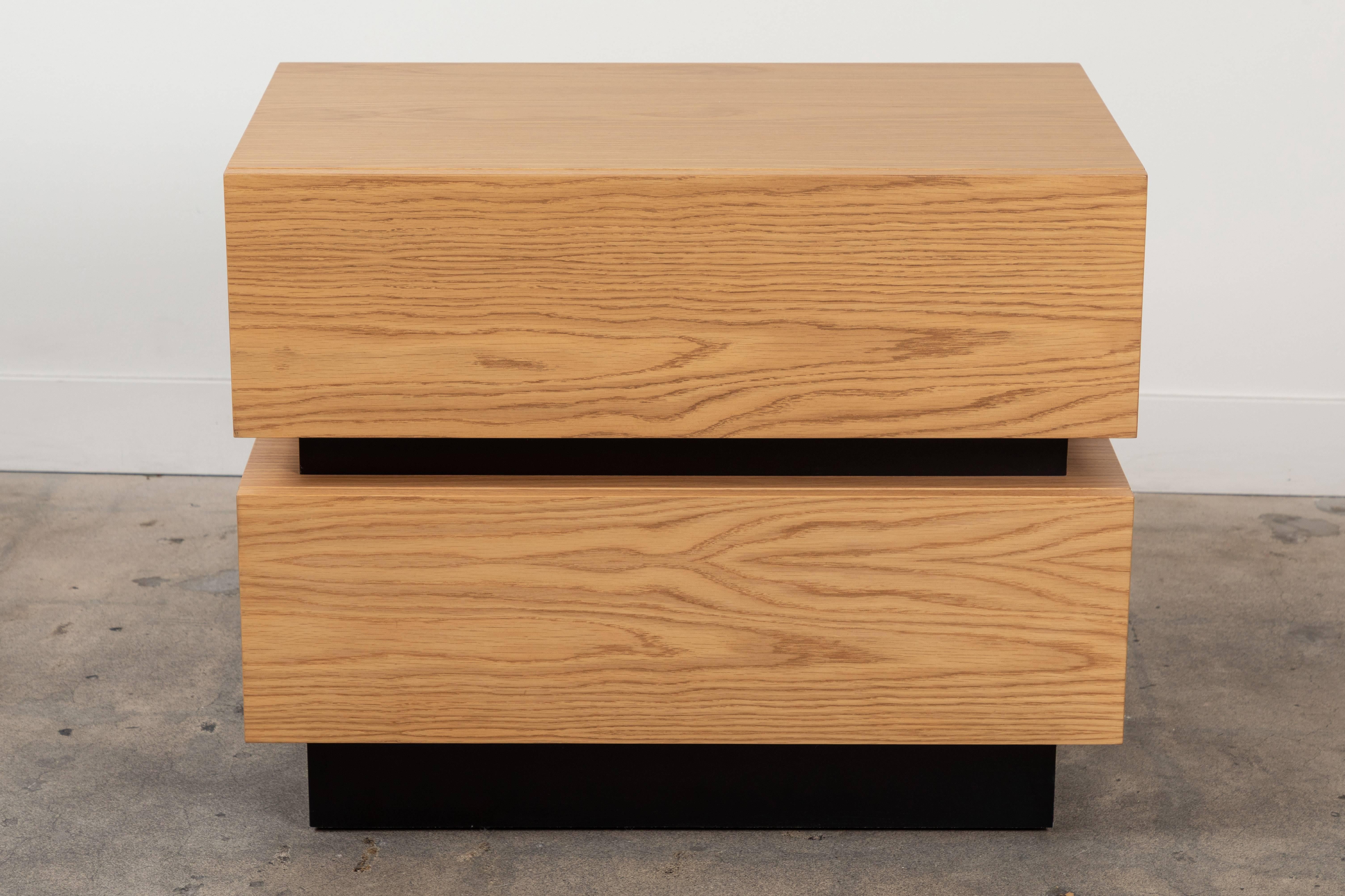 Contemporary Pair of Large Stacked Box Nightstands by Lawson-Fenning