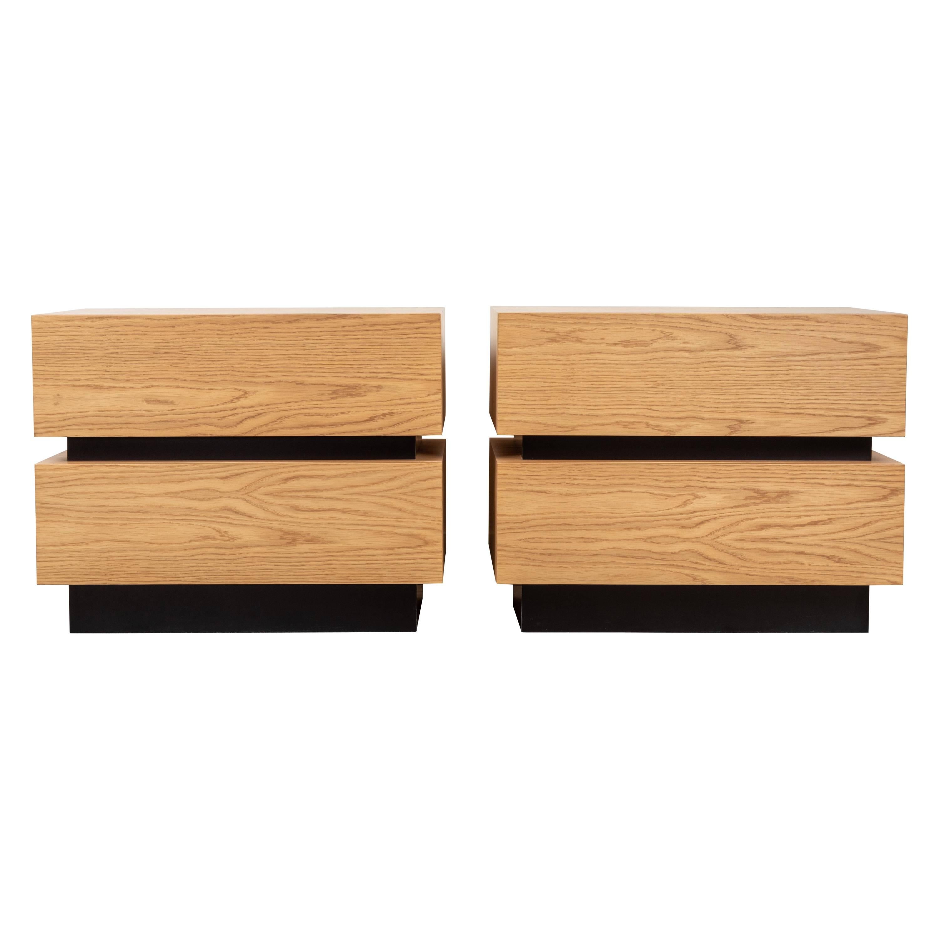 Pair of Large Stacked Box Nightstands by Lawson-Fenning