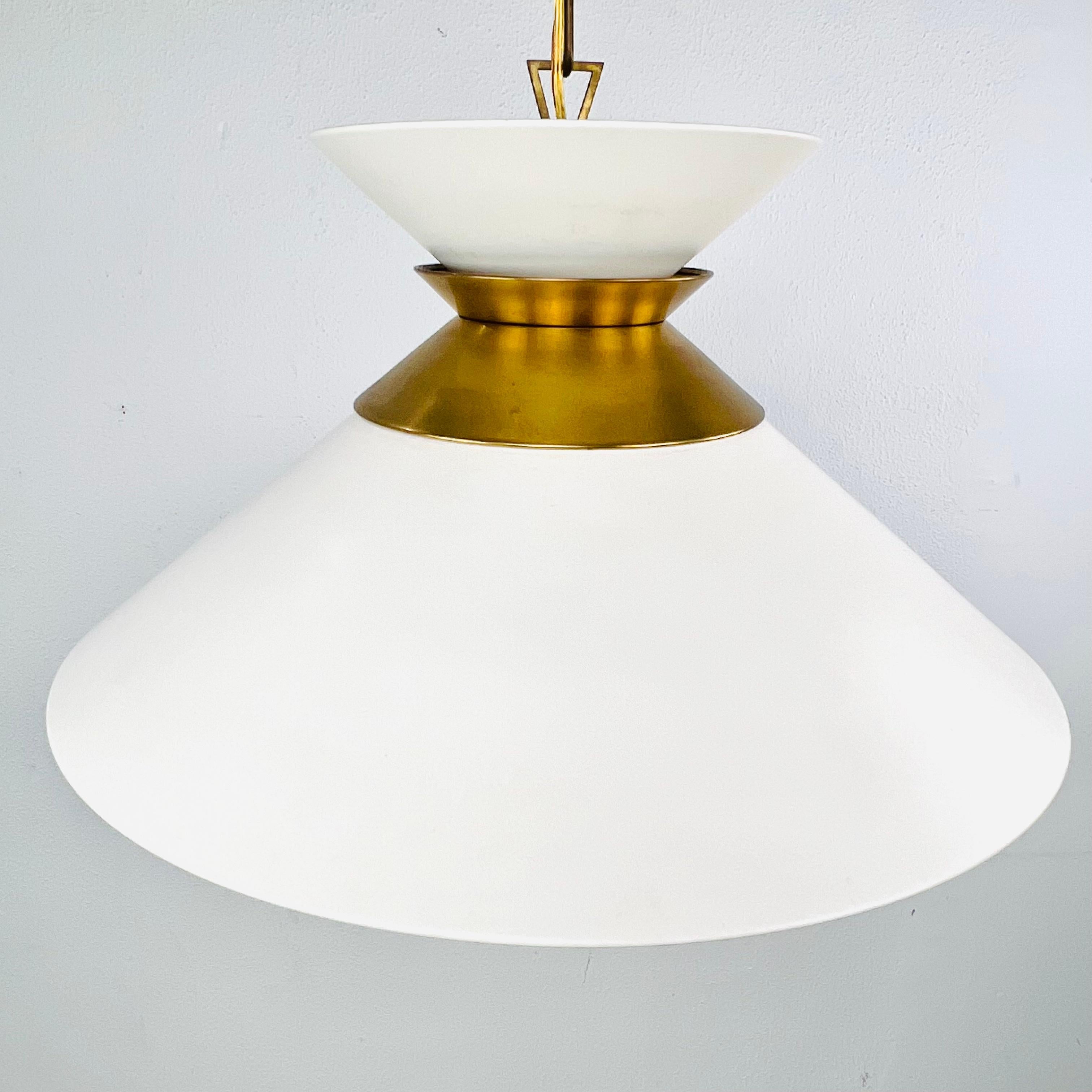 Contemporary Pair of Large Stacked Pendant Lights by Visual Comfort