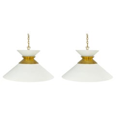 Pair of Large Stacked Pendant Lights by Visual Comfort