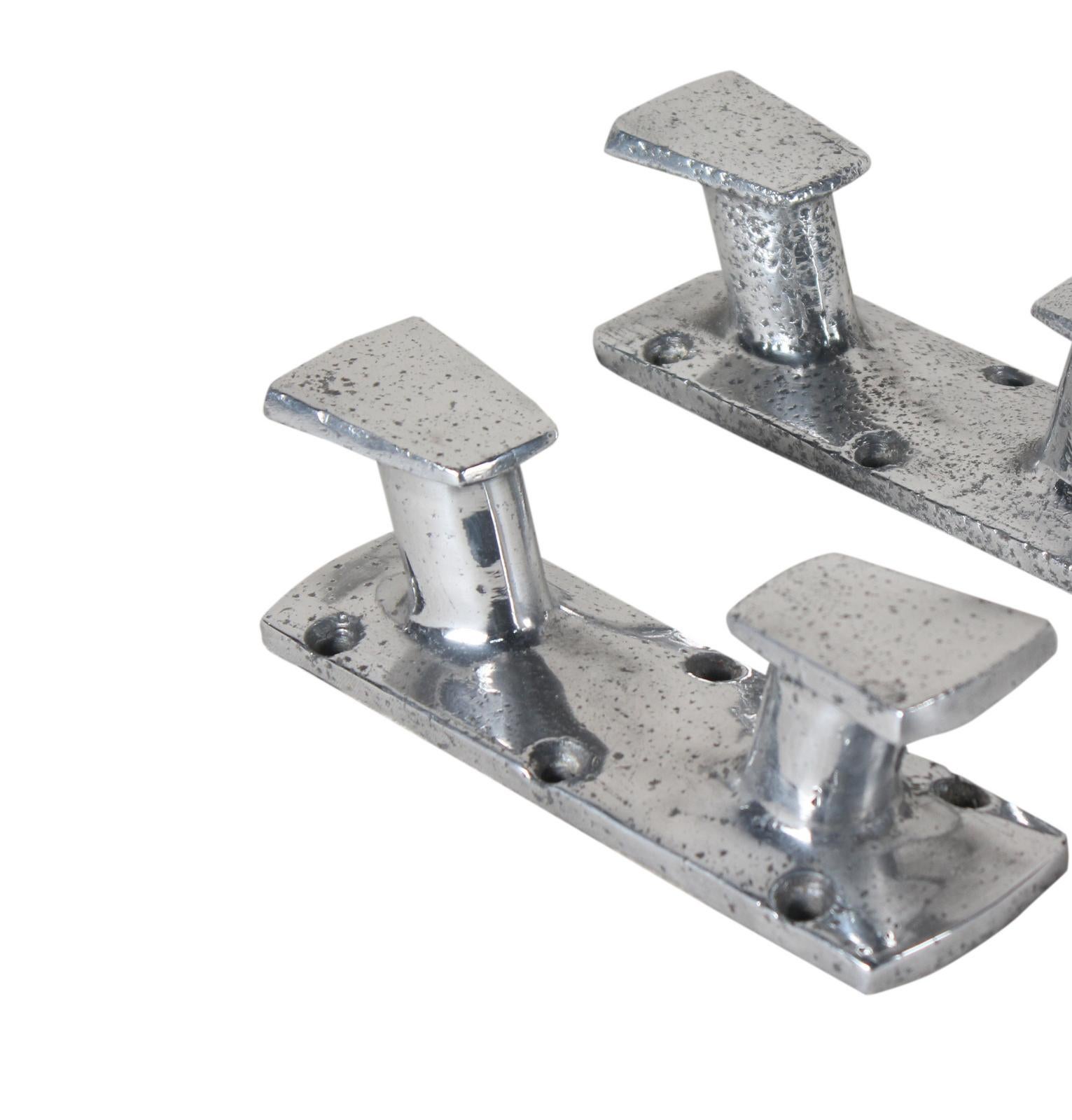 Pair of Large Stainless Steel Ship's Cleats, or Coat Hooks For Sale at 1stDibs