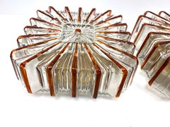 Pair of Large Starburst Pattern Limburg Flush mount Ceiling Light, 1970s German