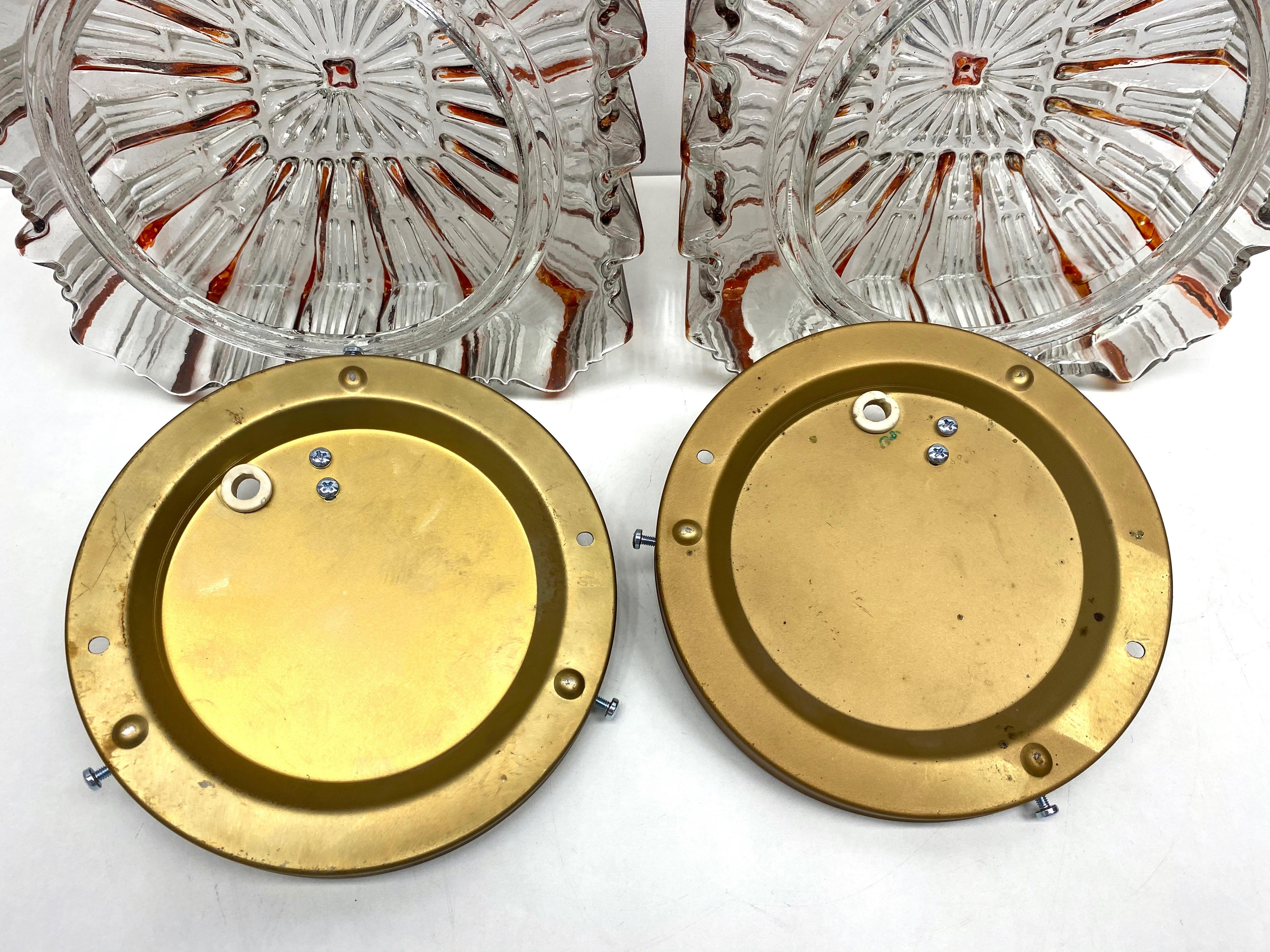 Pair of Large Starburst Pattern Limburg Flush Mount Ceiling Light, 1970s German 2