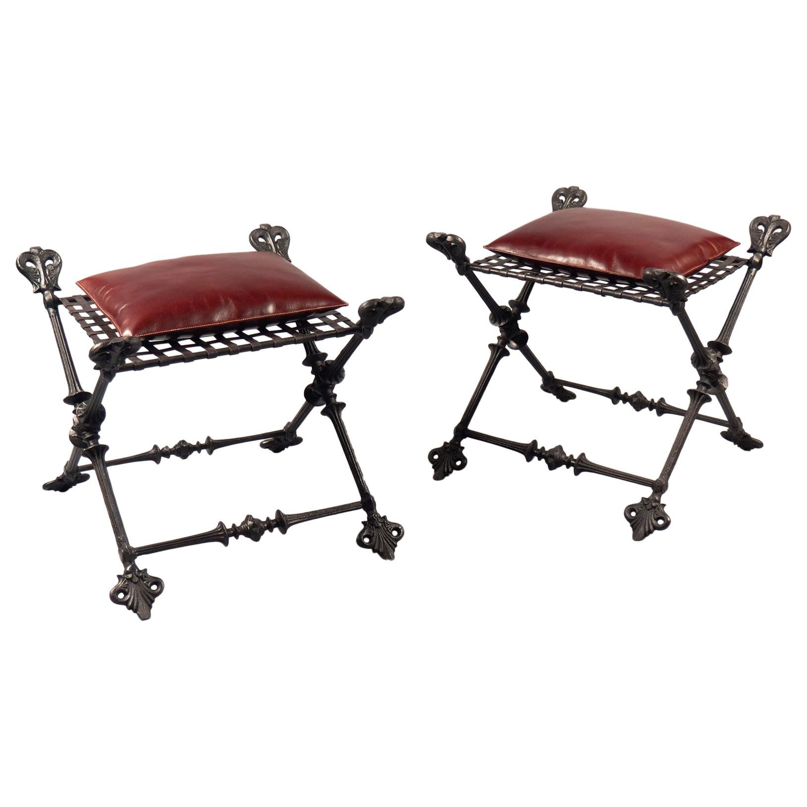 Pair of Large Stools, France, circa 1880 For Sale