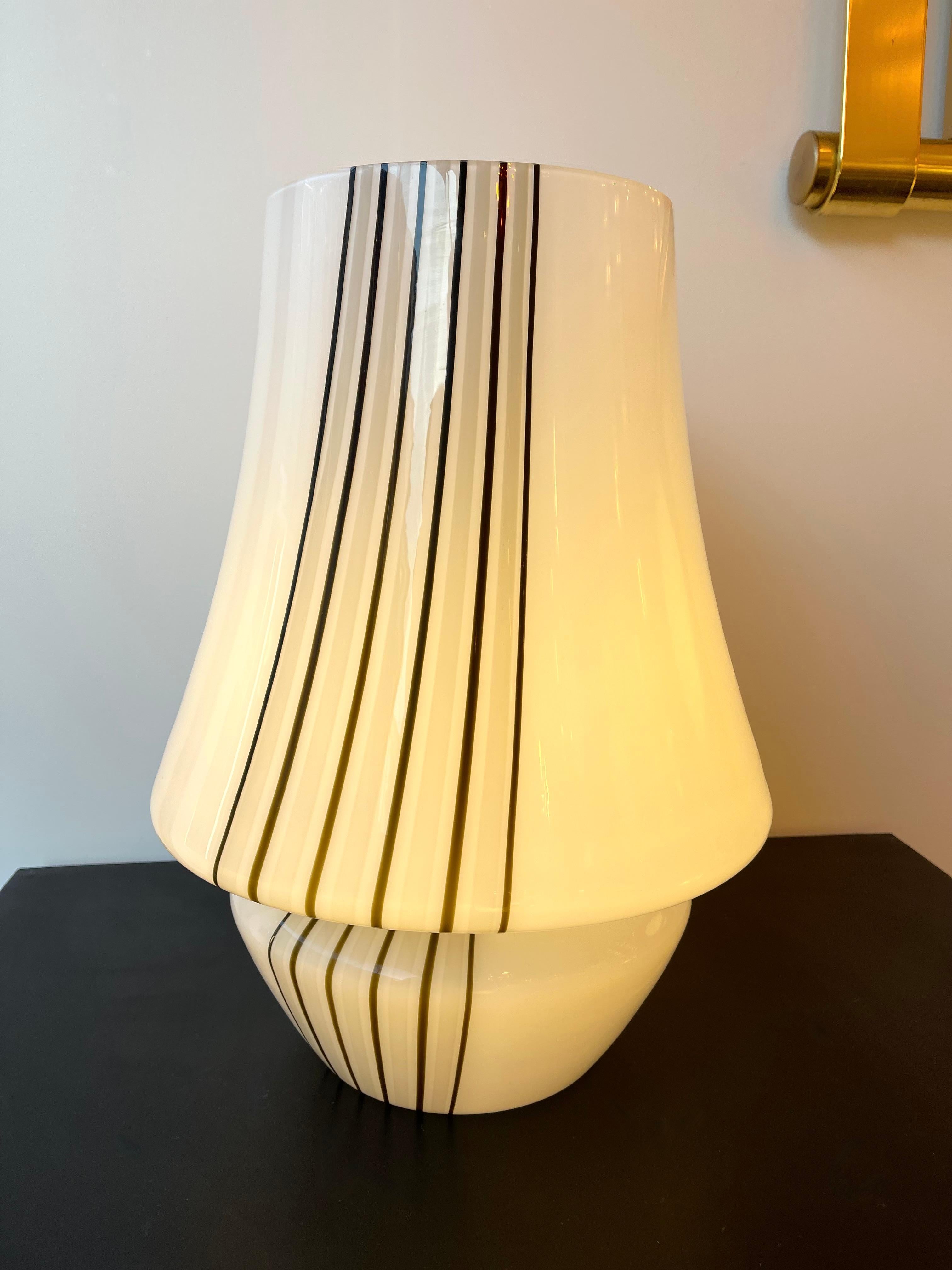 Pair of Large Stripe Murano Glass Lamps, Italy, 1970s For Sale 4