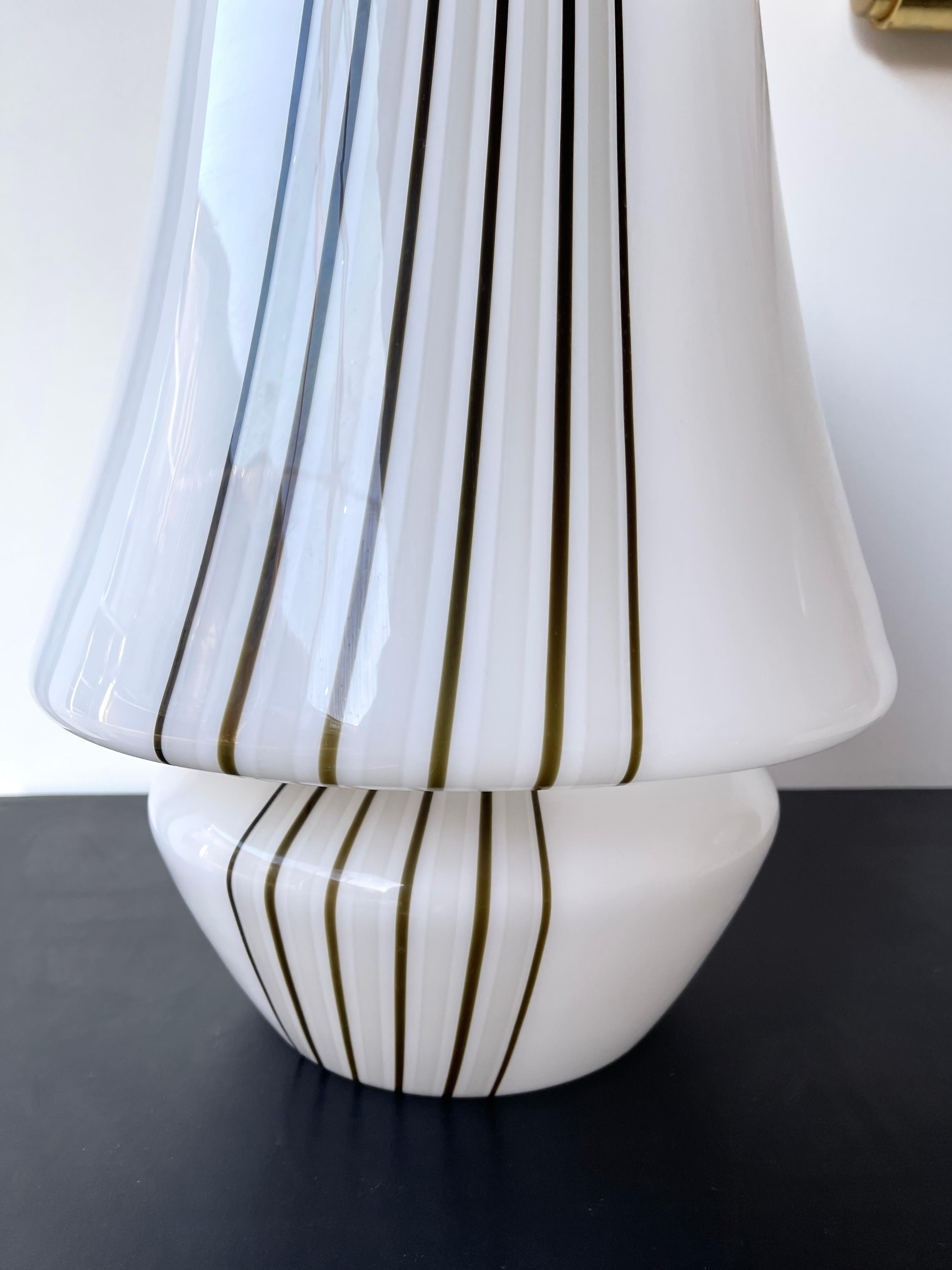 Pair of Large Stripe Murano Glass Lamps, Italy, 1970s For Sale 5