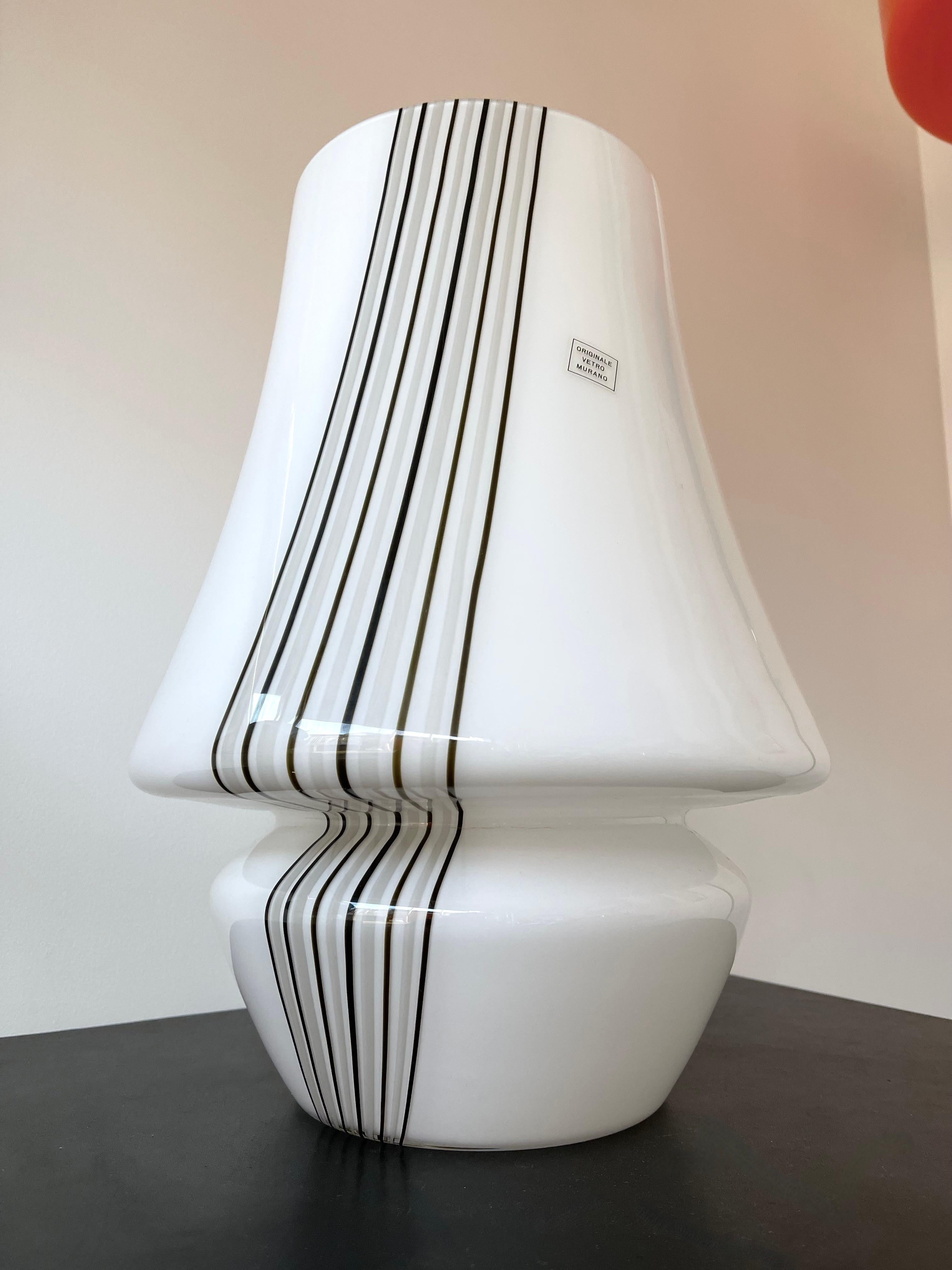 Pair of Large Stripe Murano Glass Lamps, Italy, 1970s For Sale 7