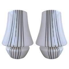 Paire de grandes lampes en verre de Murano à rayures, Italie, 1970
