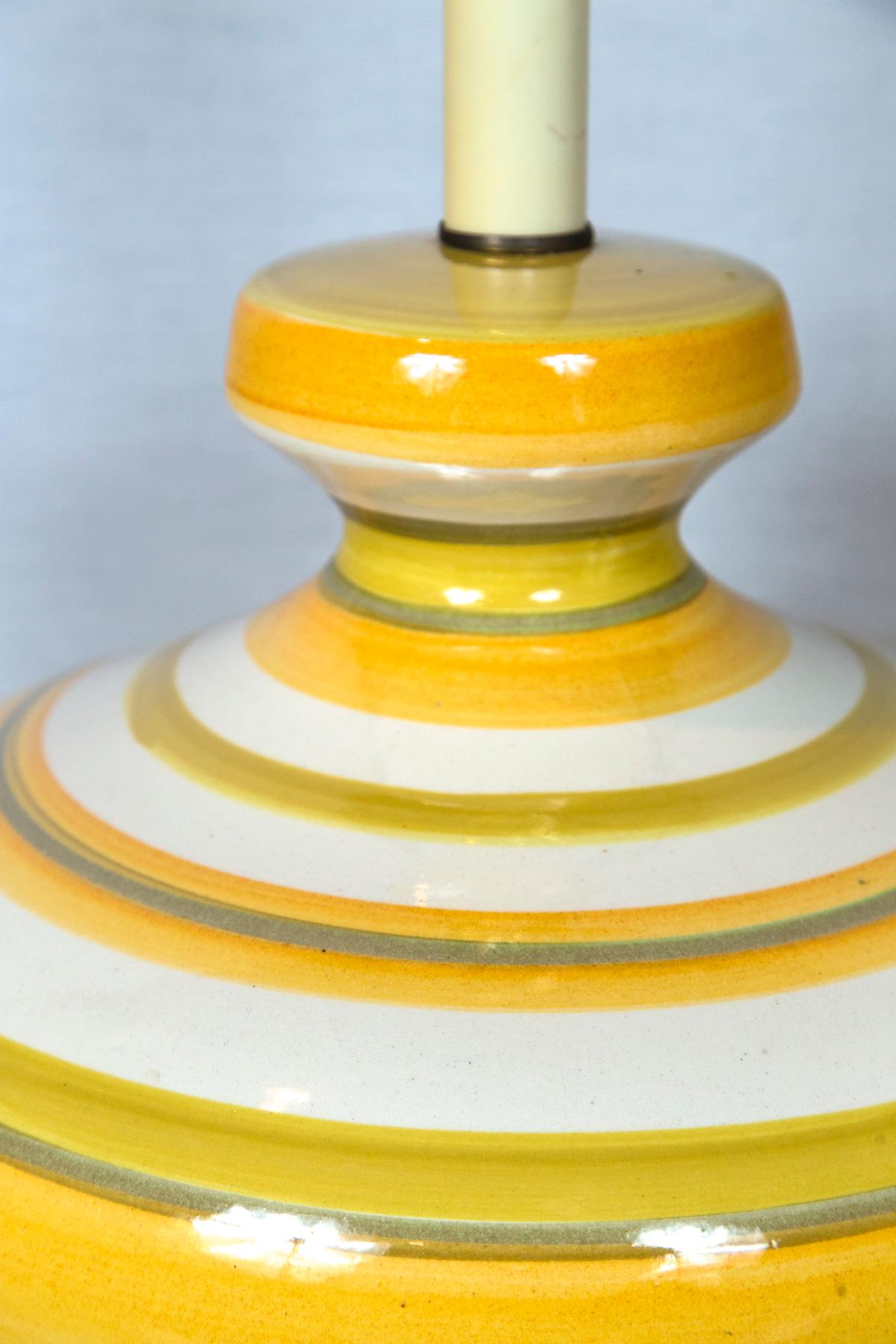 Ceramic Pair of Large Striped 1960s Lamps