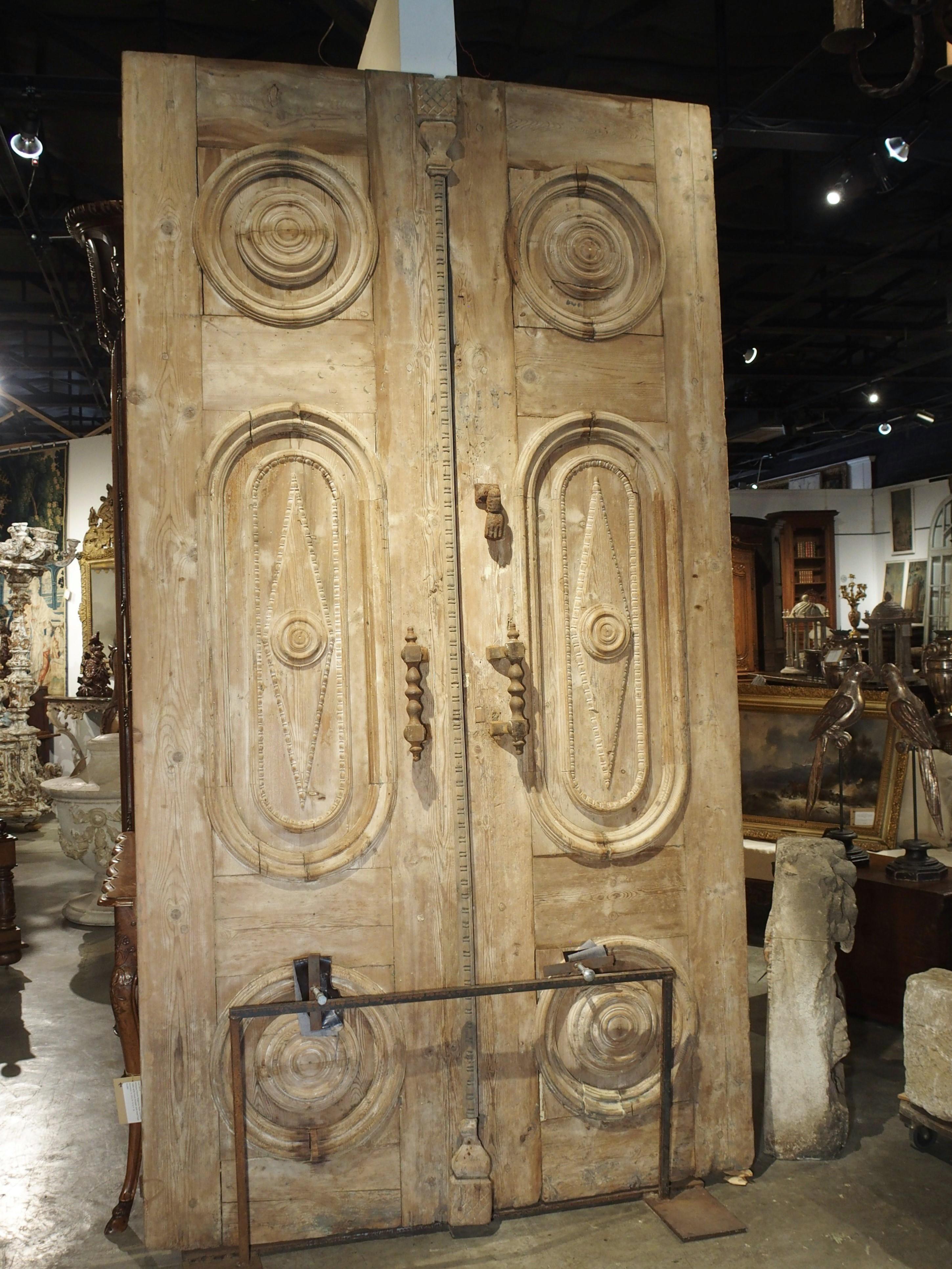 Iron Pair of Large Stripped Antique Entry Doors from Cairo, Egypt, circa 1900