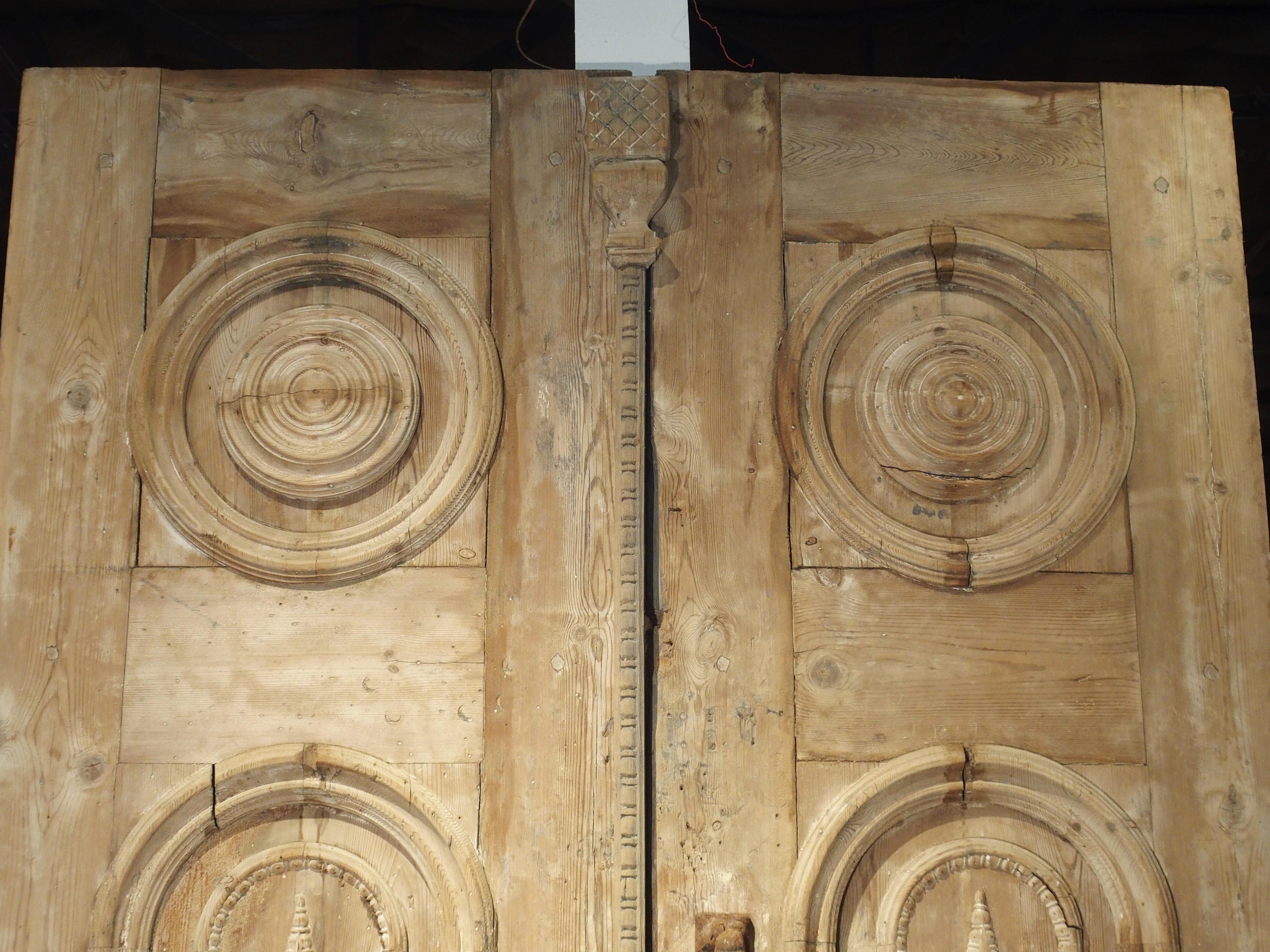 Pair of Large Stripped Antique Entry Doors from Cairo, Egypt, circa 1900 1