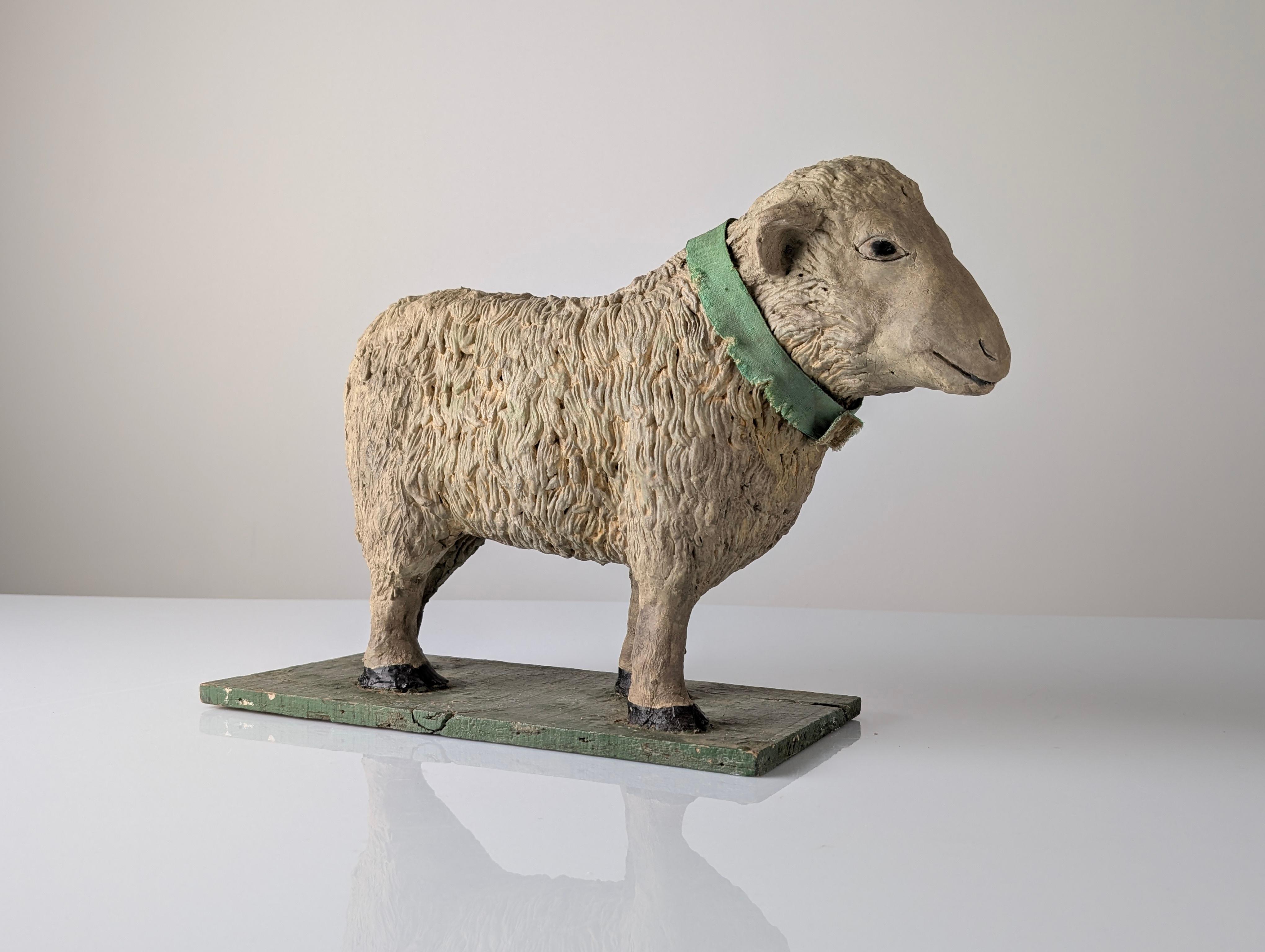 Spanish Pair of Large Stucco Sheep Sculptures, Early 20th Century, Farm Animals For Sale