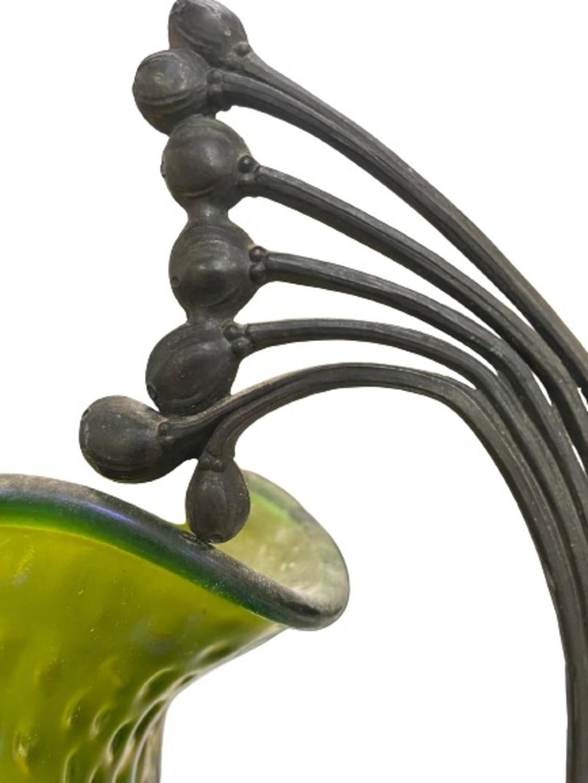 Pair of LARGE STUNNING art nouveau vases in the taste of Loetz. AMAZING For Sale 2