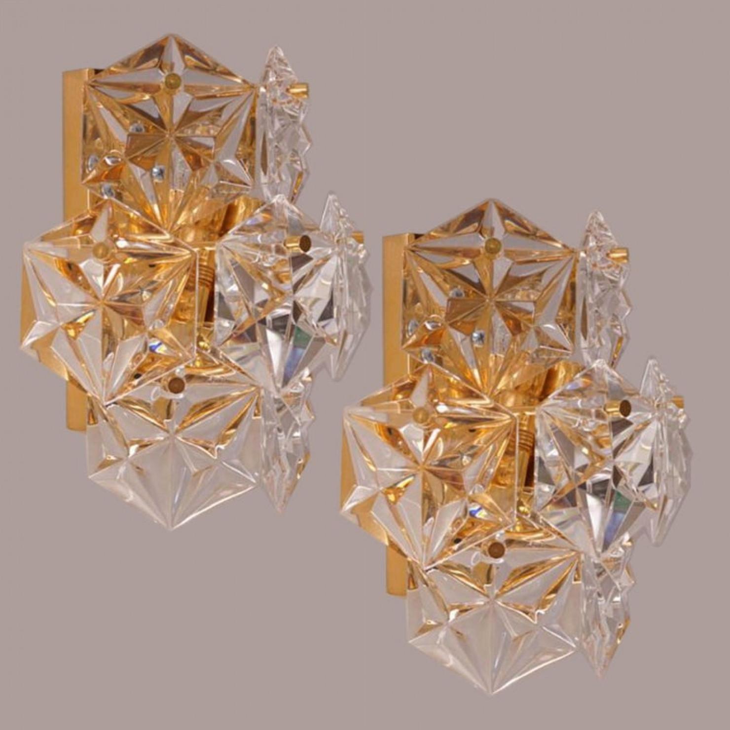 Pair of Large Stunning Faceted Crystal Five-Tier Chandeliers Kinkeldey, 1970 4