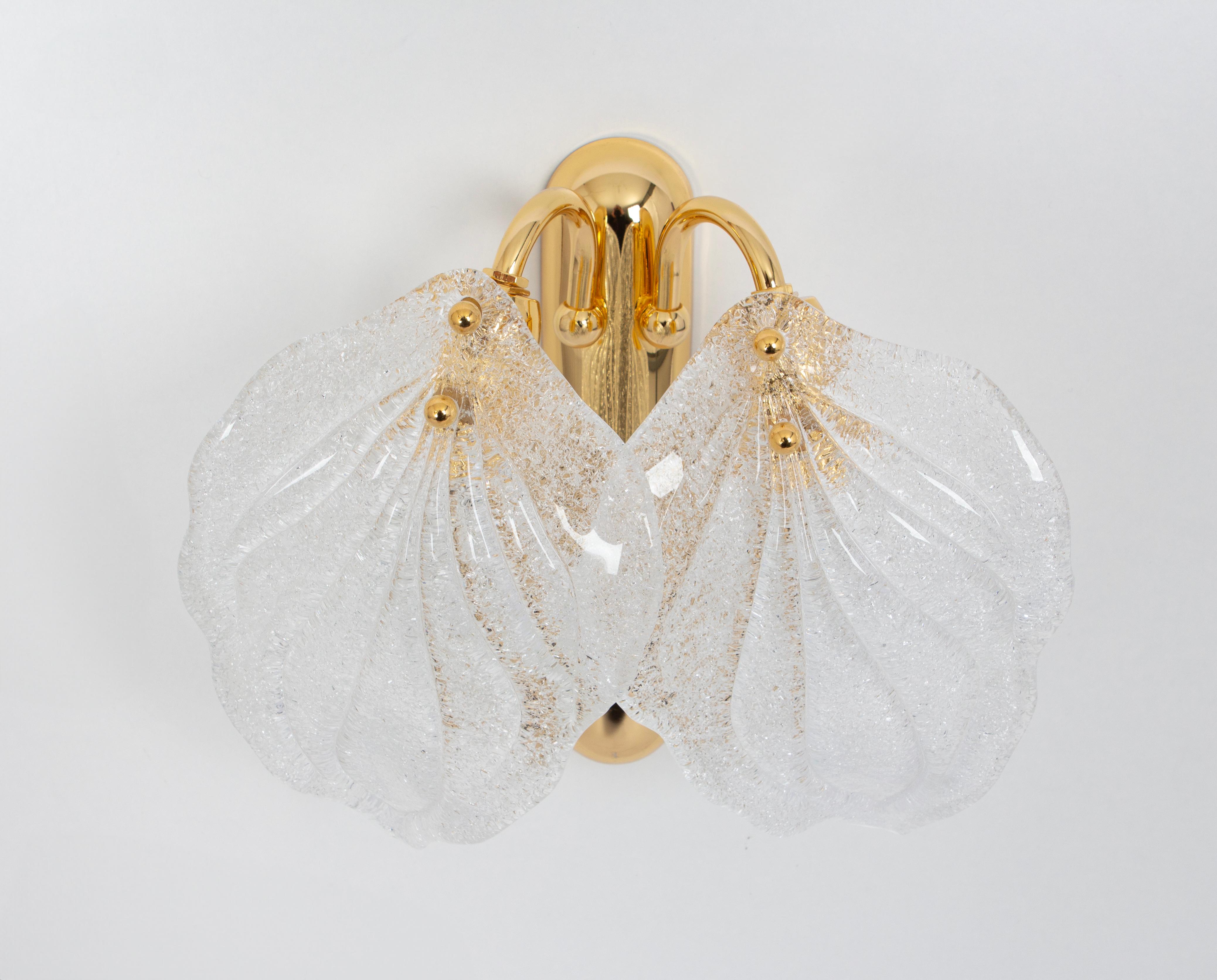Italian Pair of Large Stunning Murano Glass Wall Sconce by Novaresi, Italy, 1970s For Sale