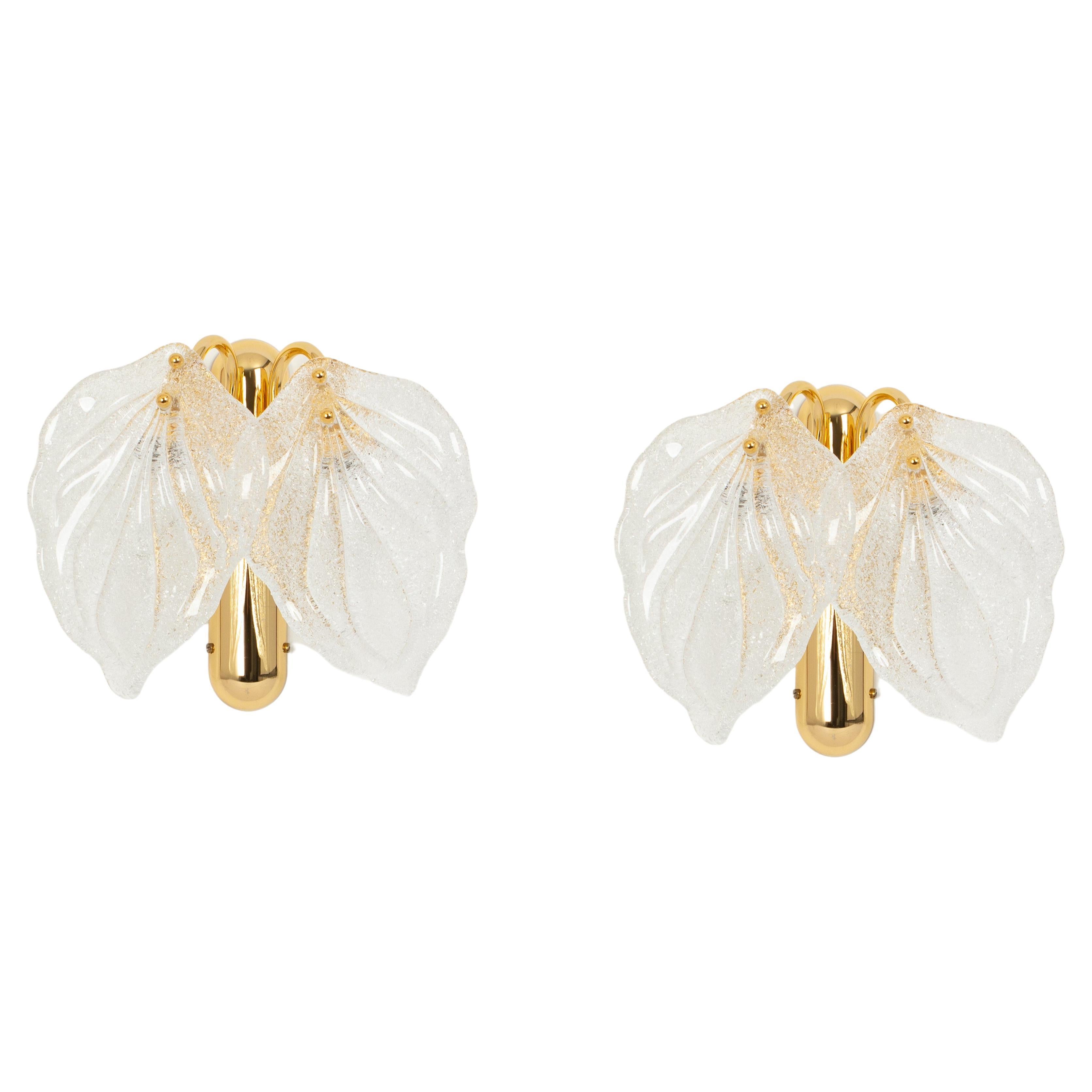 Pair of Large Stunning Murano Glass Wall Sconce by Novaresi, Italy, 1970s