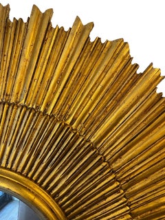 Coppia di grandi specchi in legno dorato Sunburst