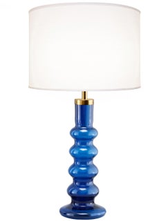 Pair of Large Swedish Blue Glass Lamps