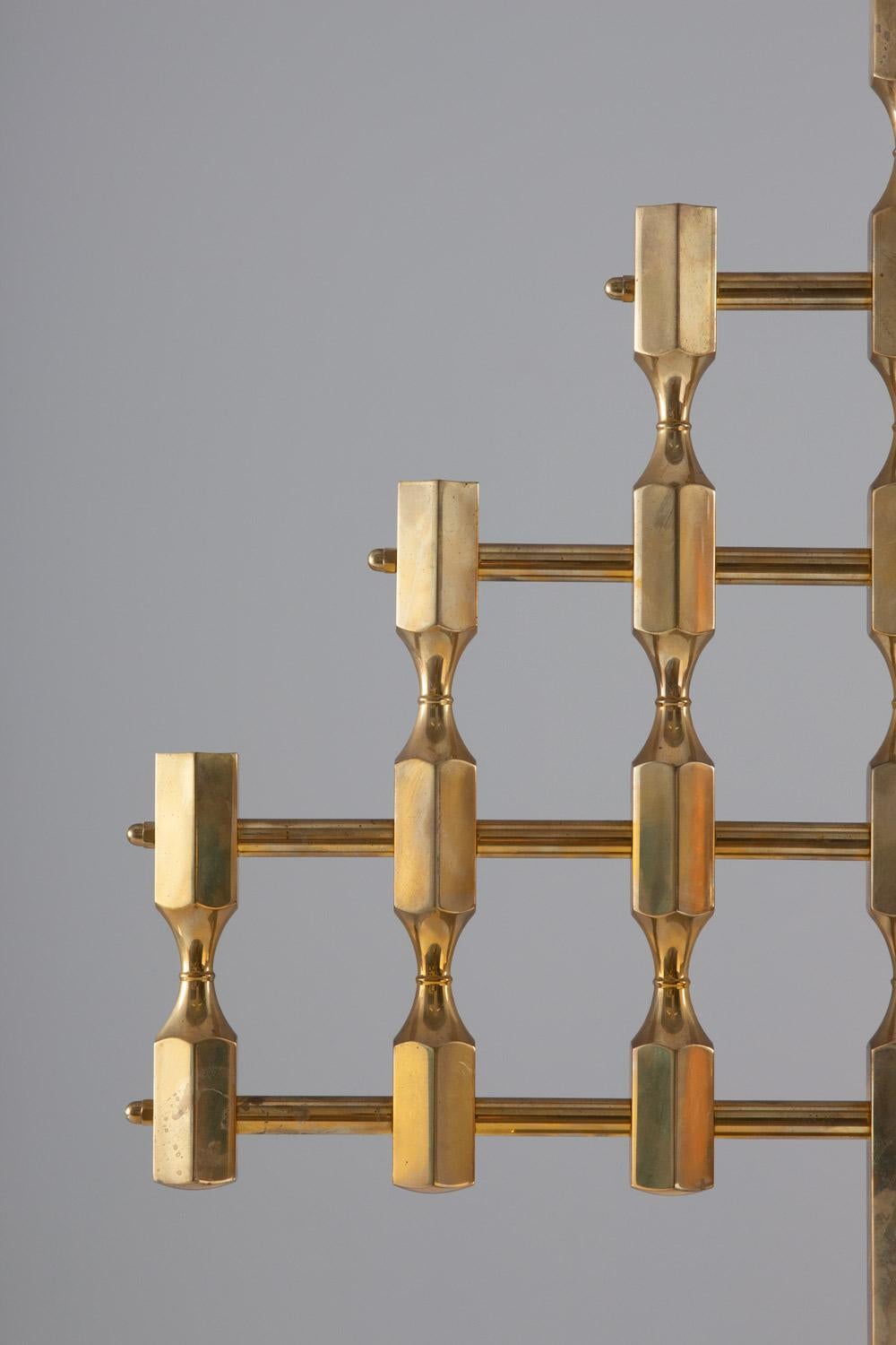 20th Century Pair of Large Swedish Candelabras in Brass by Lars Bergsten for Gusum For Sale