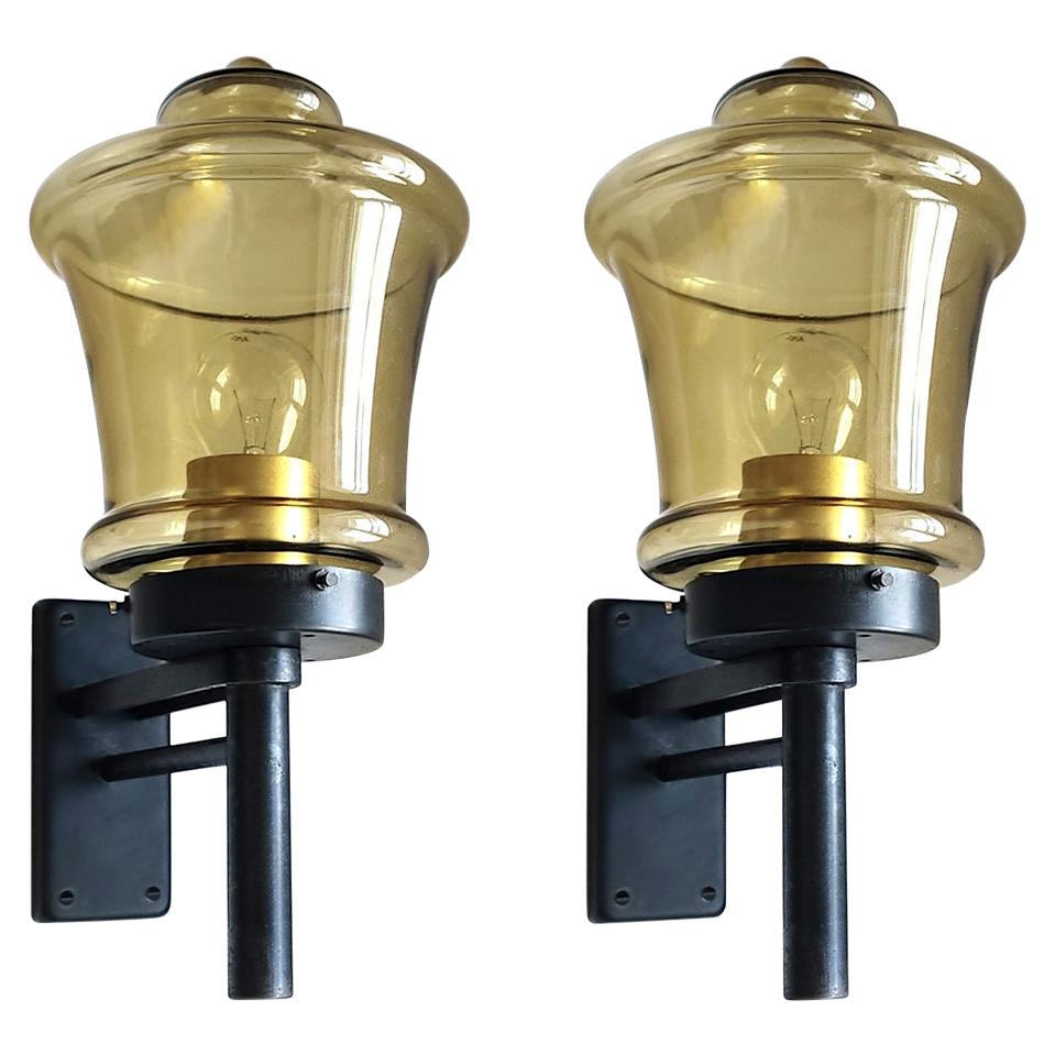 Pair of Large Swedish Fagerhults Vintage Modernist Wall Lights Sconces, 1960s For Sale