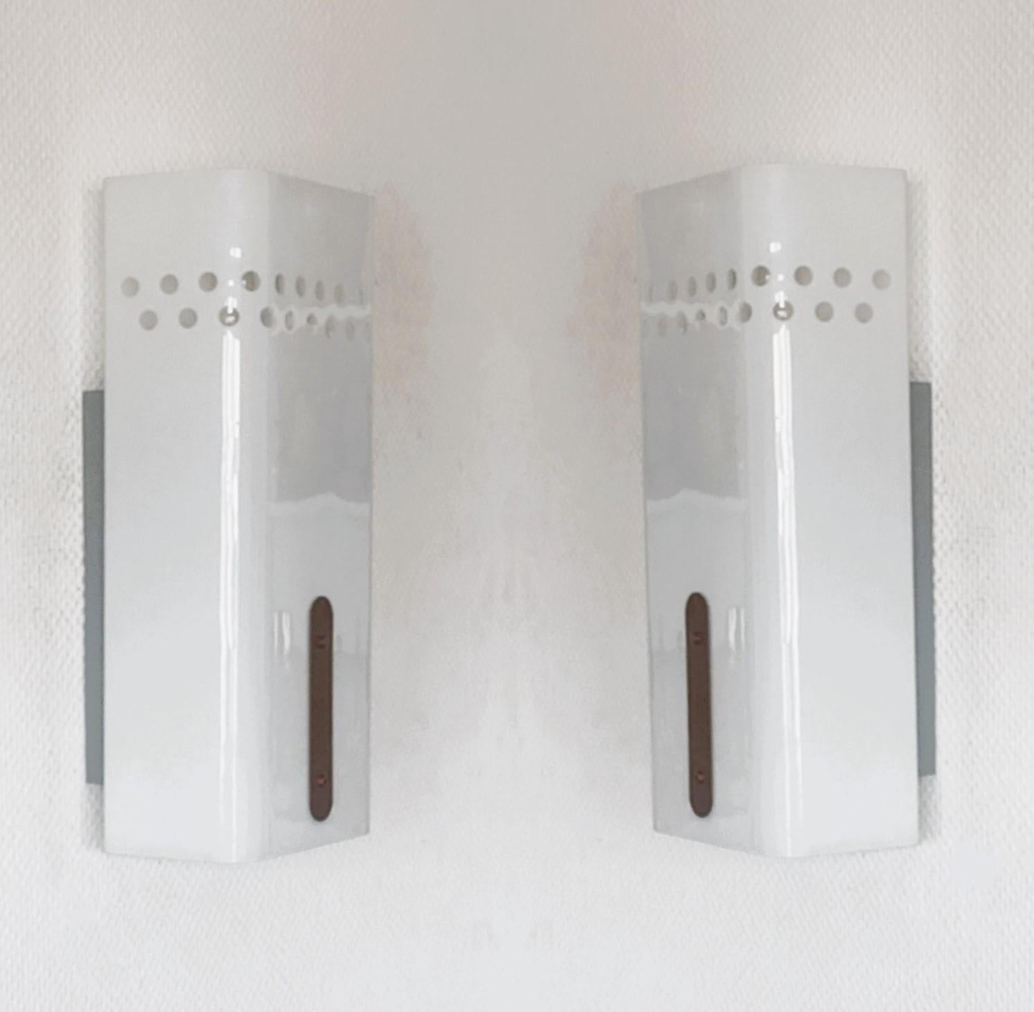 Pair Swedish Opaline Glass Cinema Wall Light Sconces, Sweden, 1960s For Sale 2