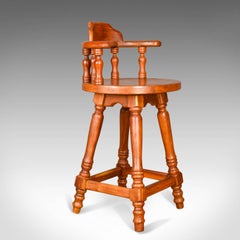 Pair of Large Swivel, Bar Stools, Oriental, Tall, Solid, Hardwood