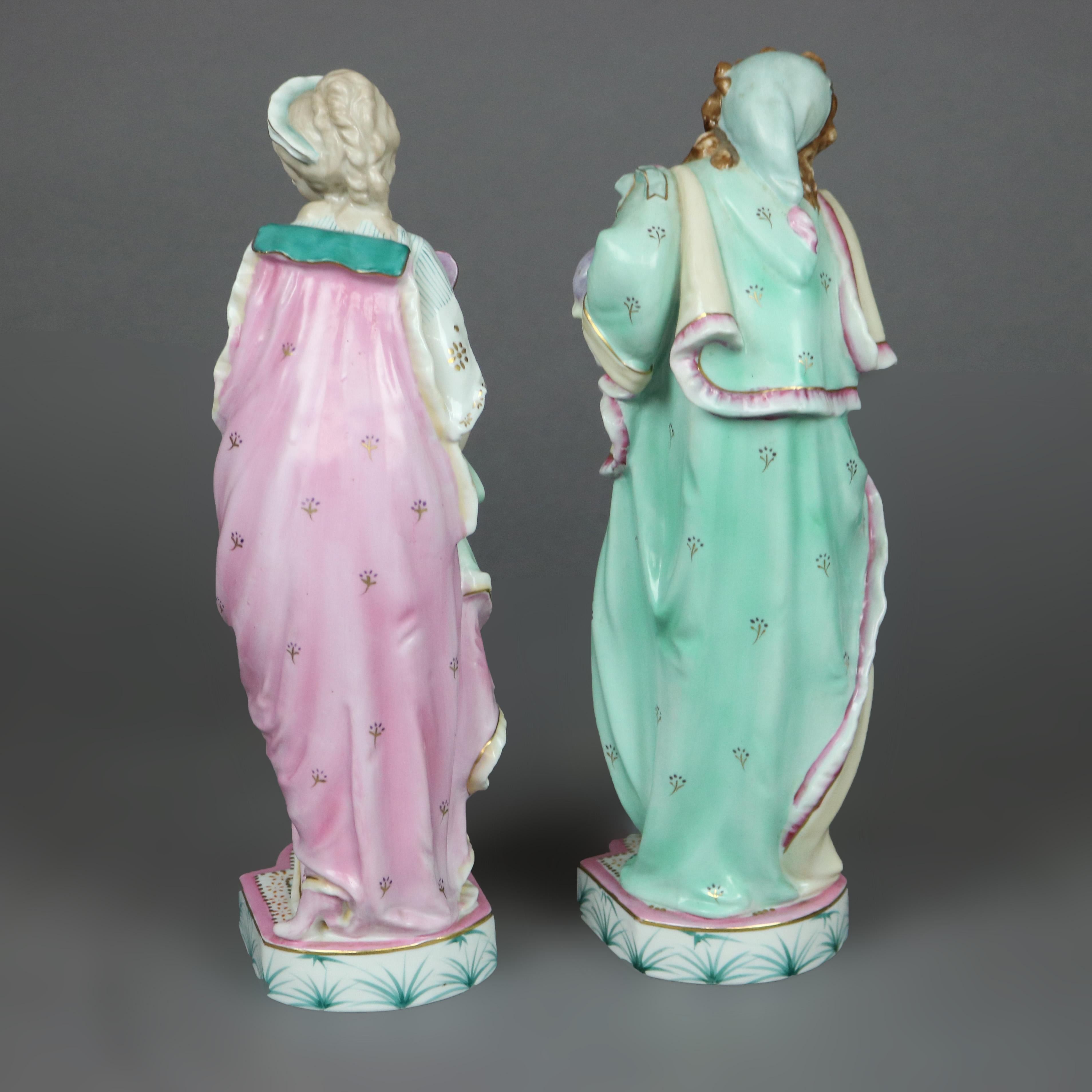 Pair of Large Sylvan Porcelain Figures, Courting Couple, 20th C 8