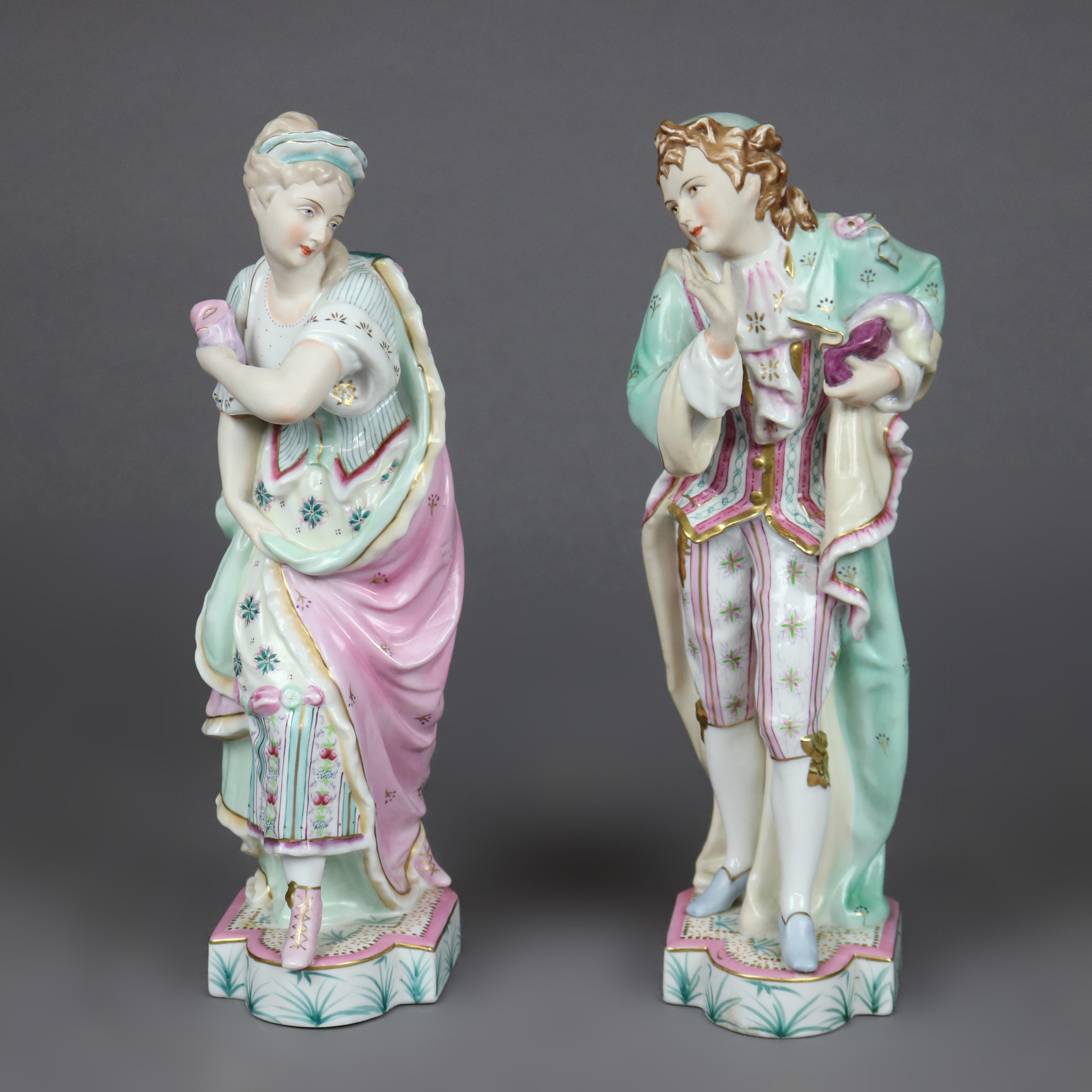 A pair of figures by Sylvan offers courting couple in porcelain construction, hand painted with gilt highlights, maker mark on base as photographed, 20th century

Measures - 12.5