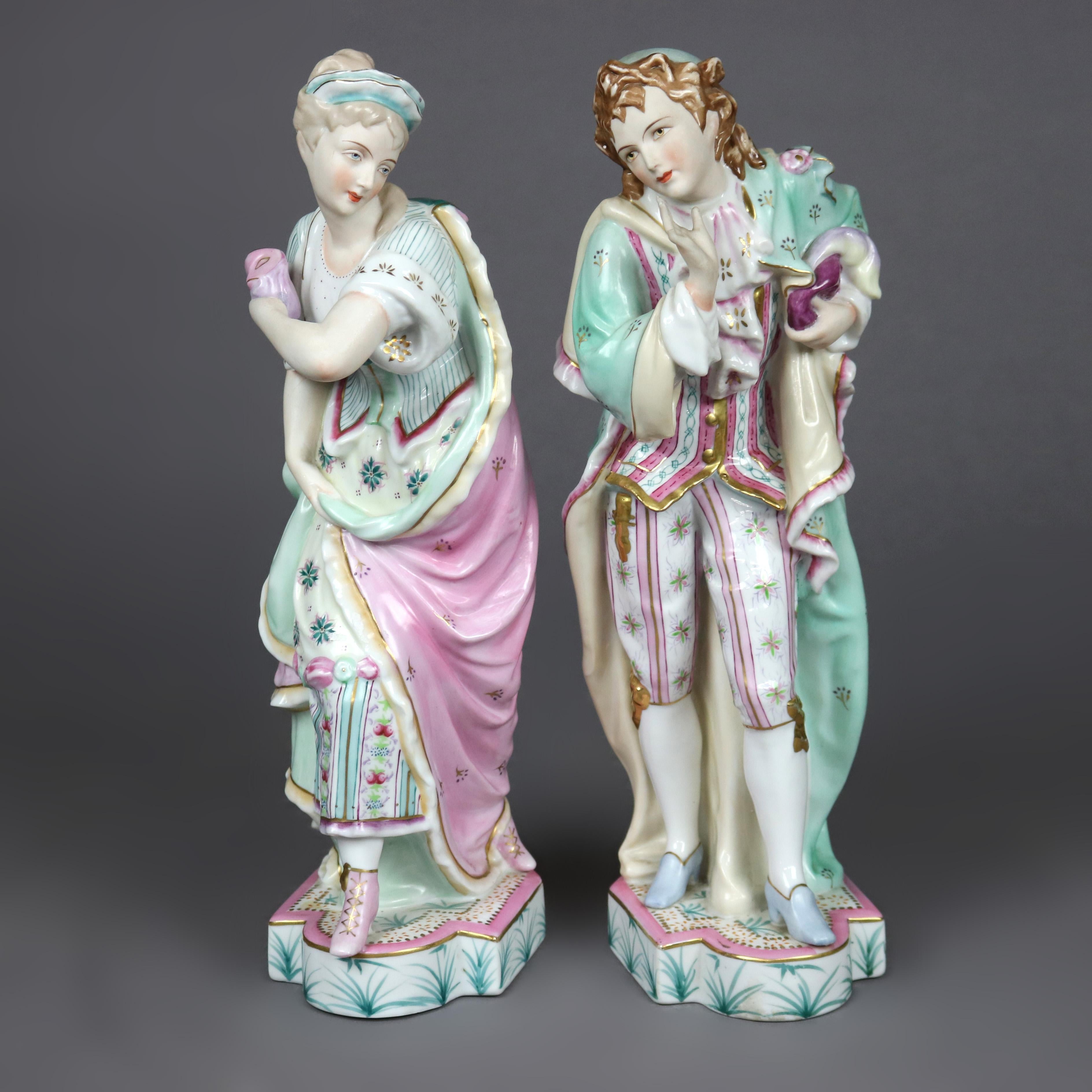 Pair of Large Sylvan Porcelain Figures, Courting Couple, 20th C In Good Condition In Big Flats, NY