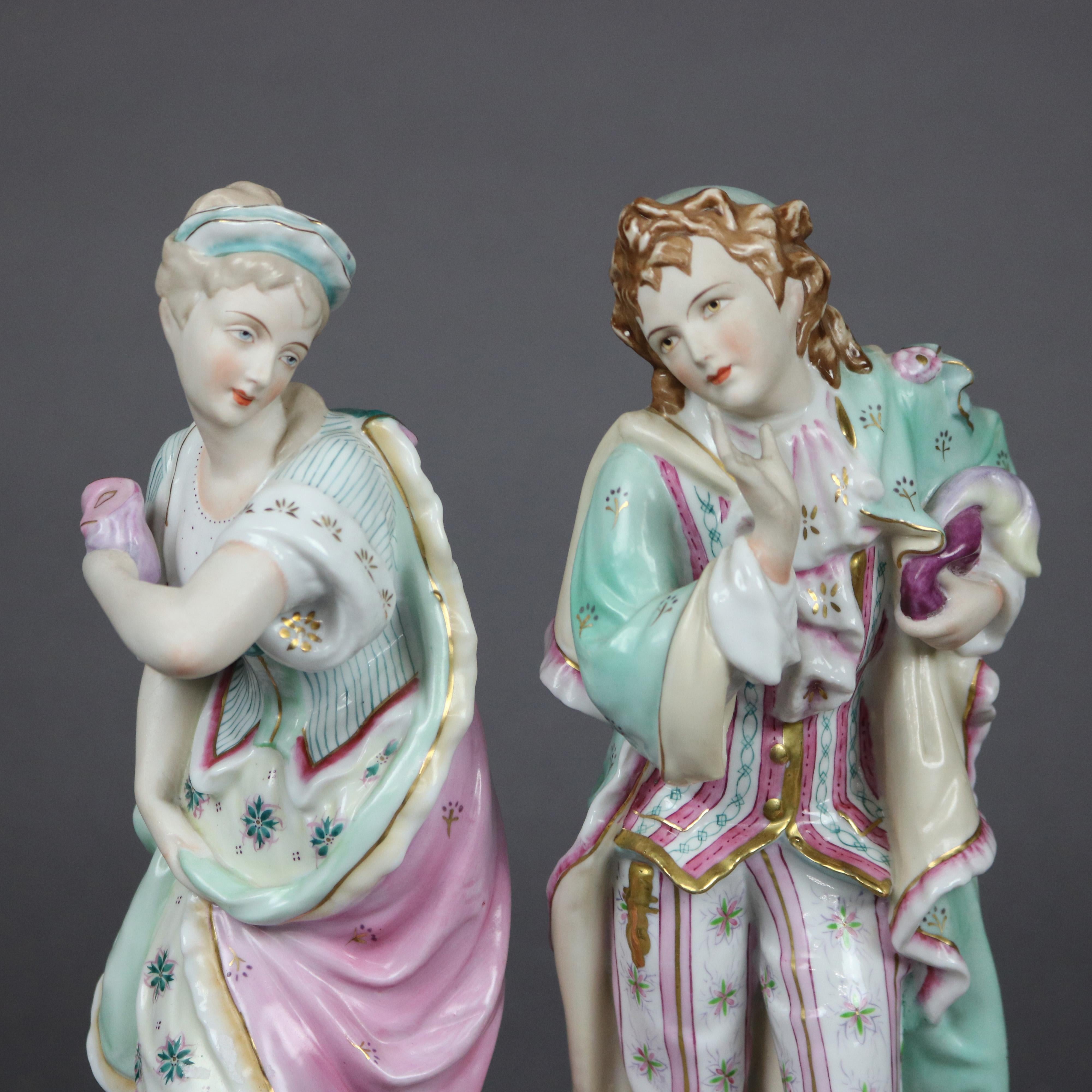 20th Century Pair of Large Sylvan Porcelain Figures, Courting Couple, 20th C