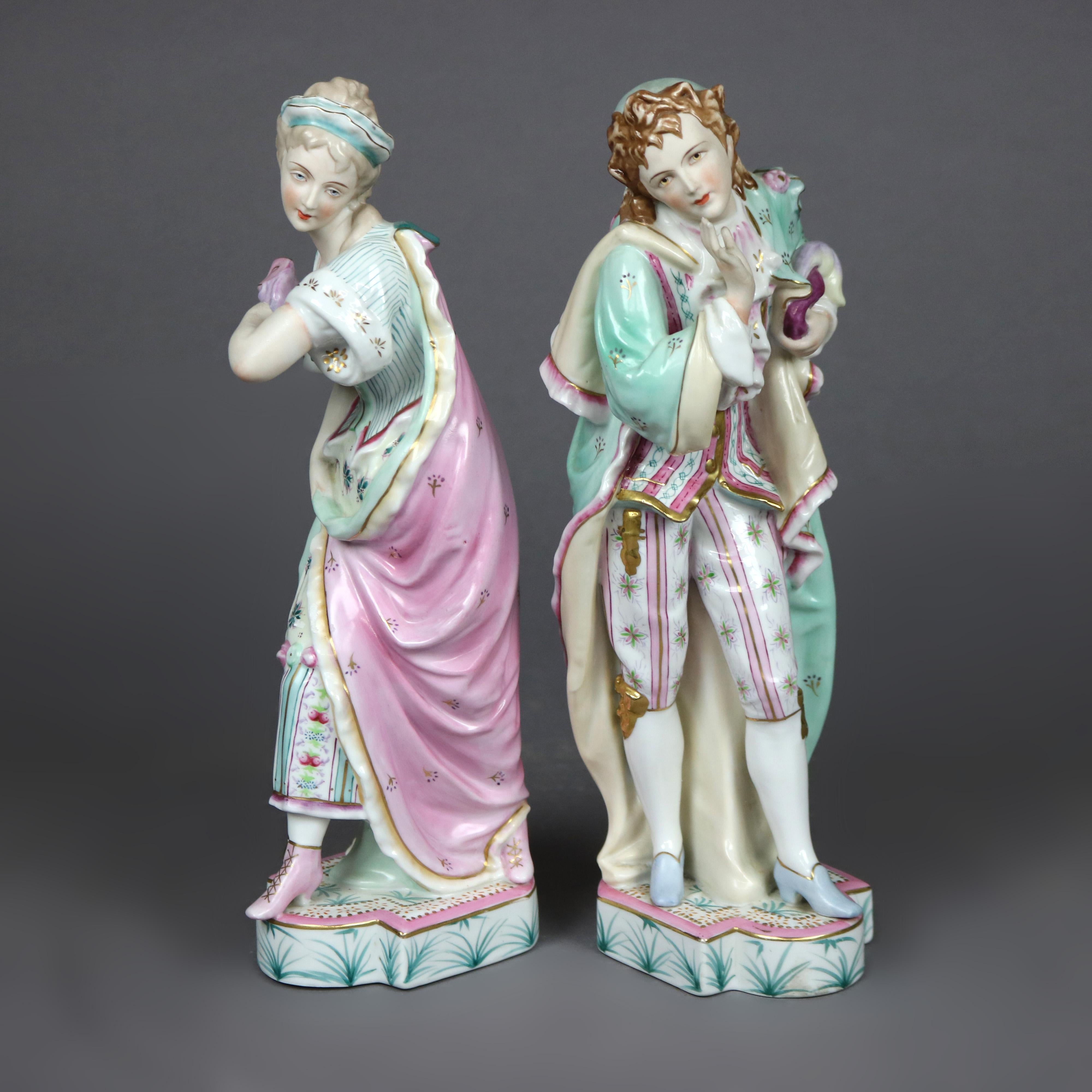 Pair of Large Sylvan Porcelain Figures, Courting Couple, 20th C 1