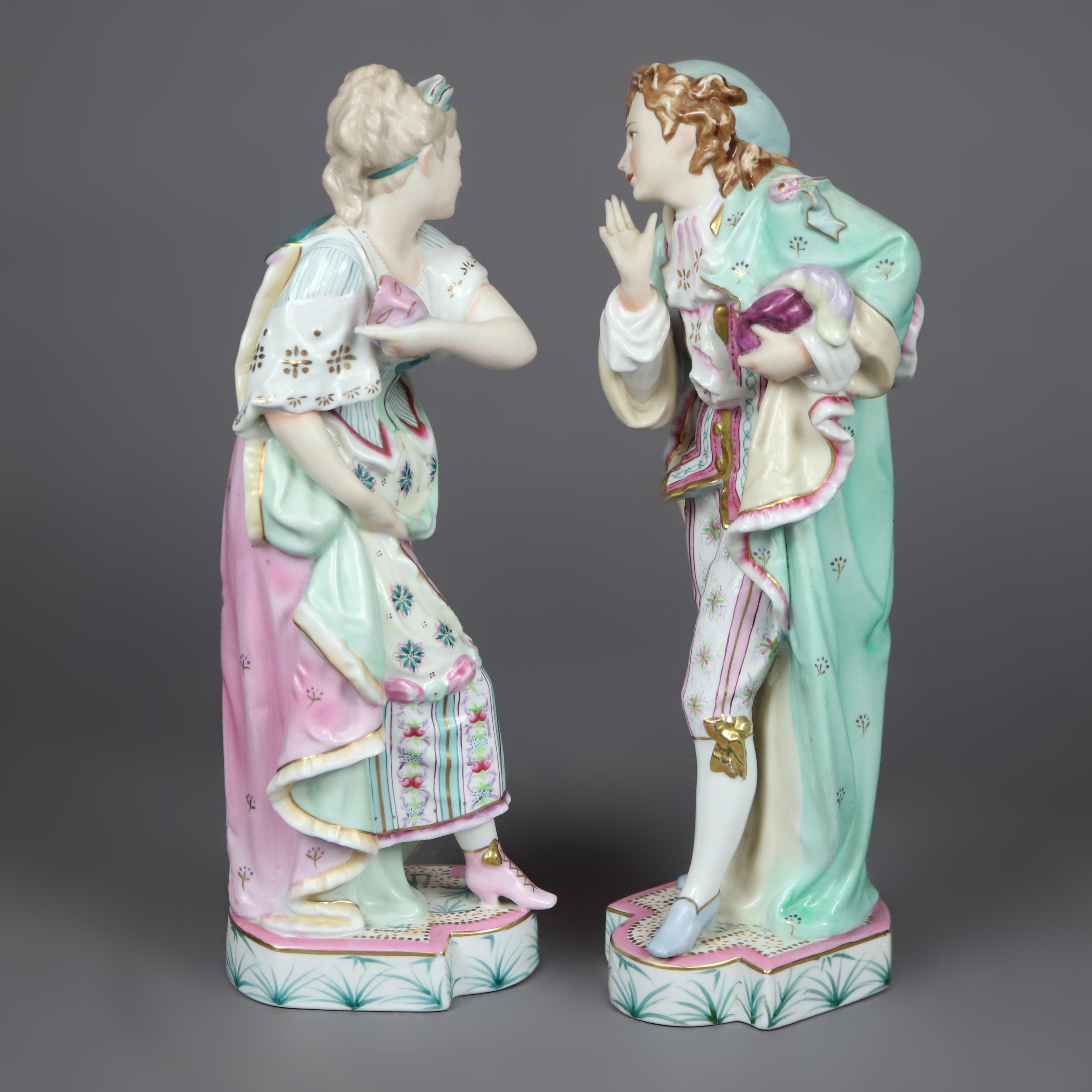 Pair of Large Sylvan Porcelain Figures, Courting Couple, 20th C 2