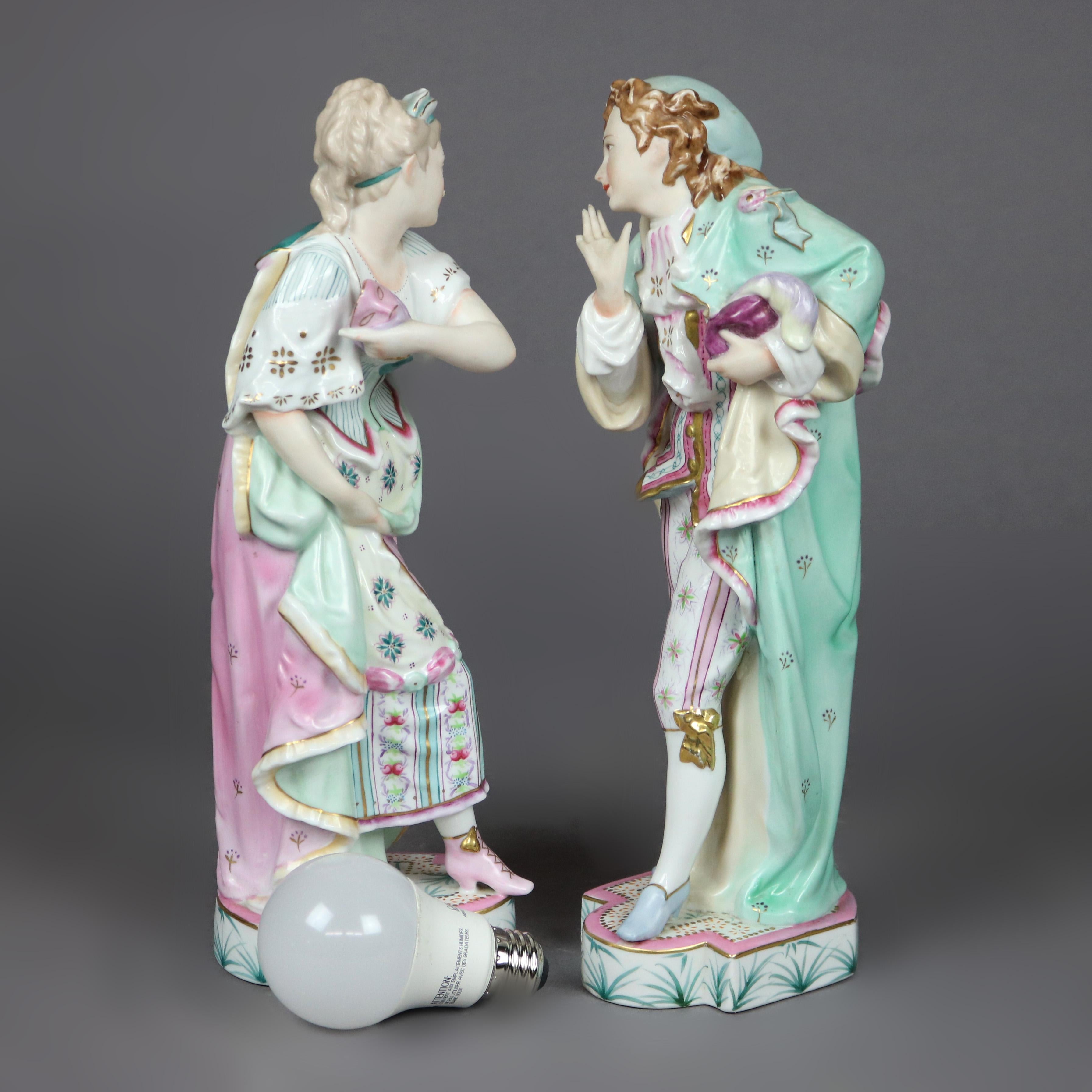 Pair of Large Sylvan Porcelain Figures, Courting Couple, 20th C 3