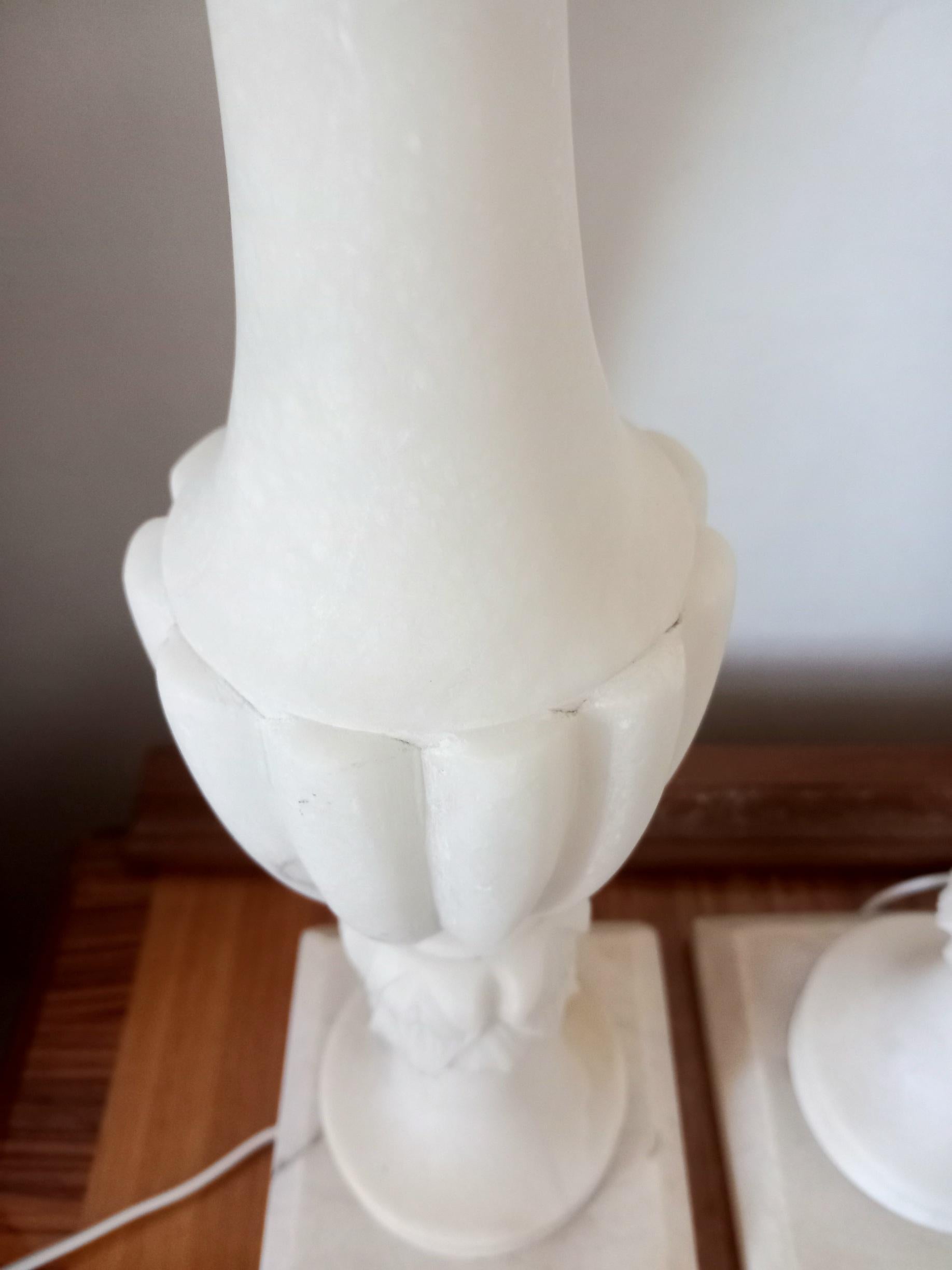  Extra Large Alabaster or Mrble Table Lamps  White Color 57 cm (without screens) For Sale 10