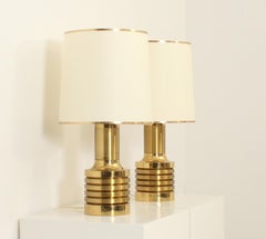 Pair of Large Table Lamps in Brass by Clar, Spain, 1970's