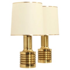 Pair of Large Table Lamps in Brass by Clar, Spain, 1970's