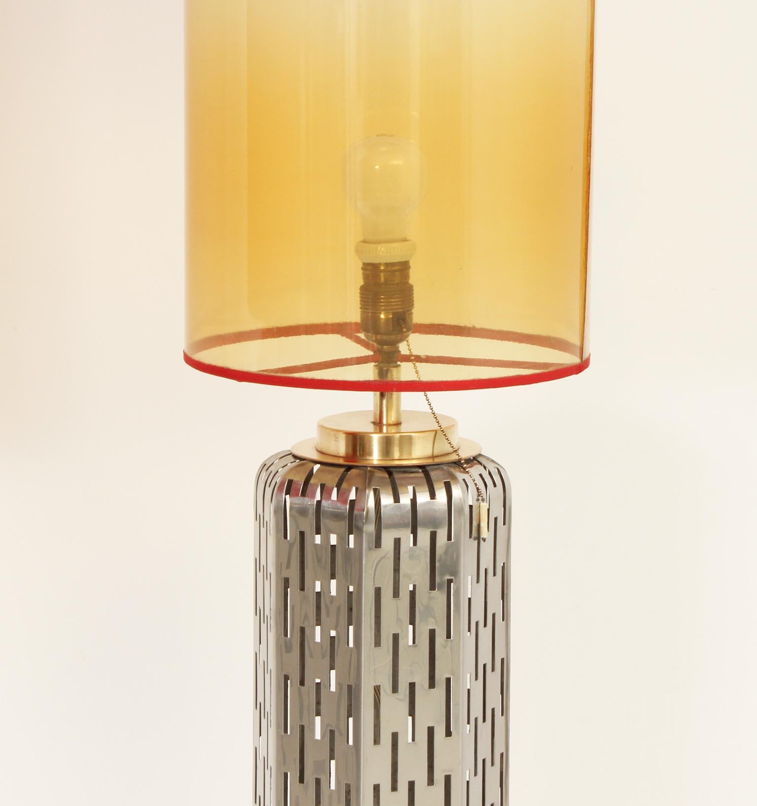 Pair of Large Table Lamps in Perforated Steel, Spain, 1960's For Sale 3