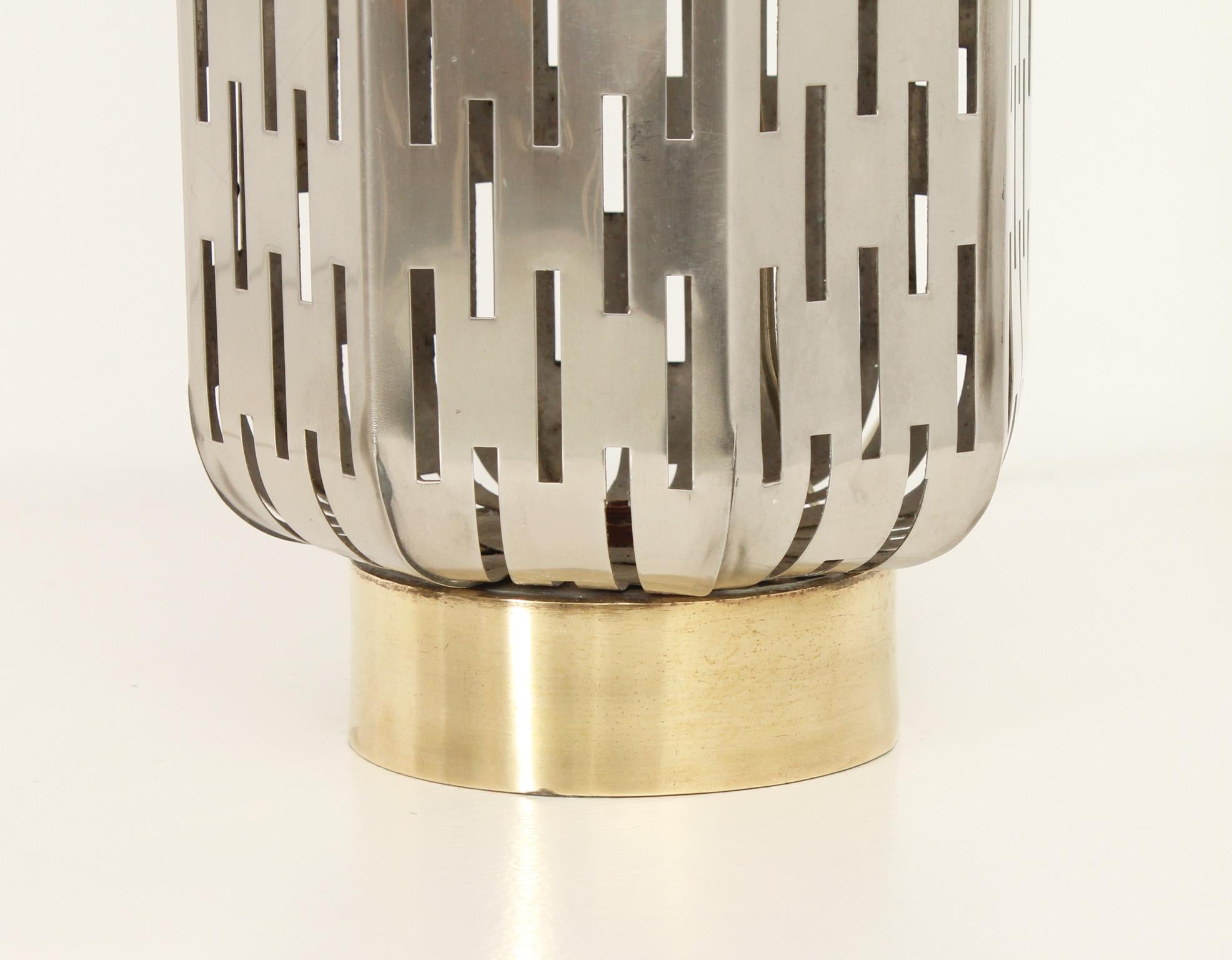 Pair of Large Table Lamps in Perforated Steel, Spain, 1960's In Good Condition For Sale In Barcelona, ES