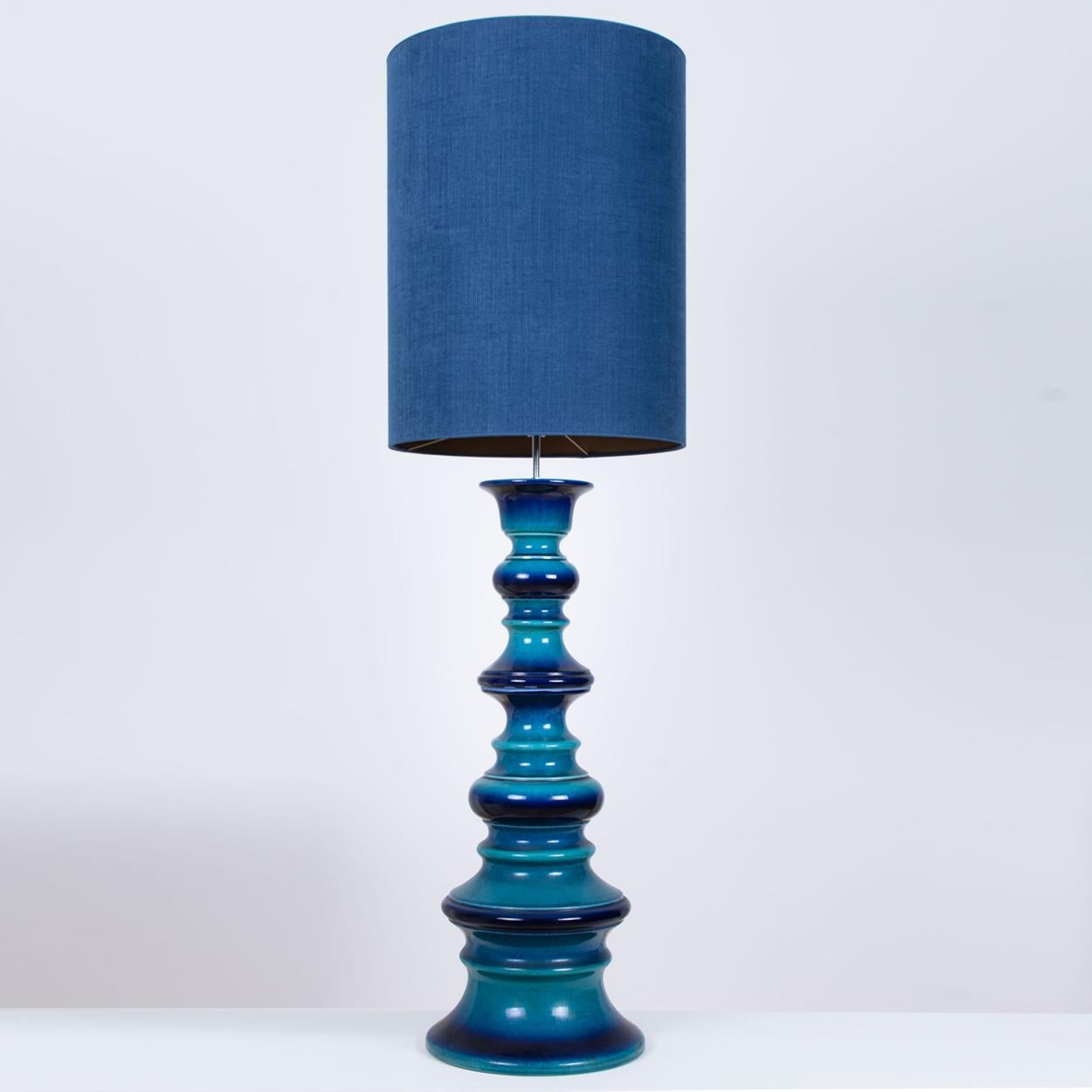 Danish Pair of Large Table Lamps with New Silk Custom Made Lampshade René Houben, 1960s For Sale