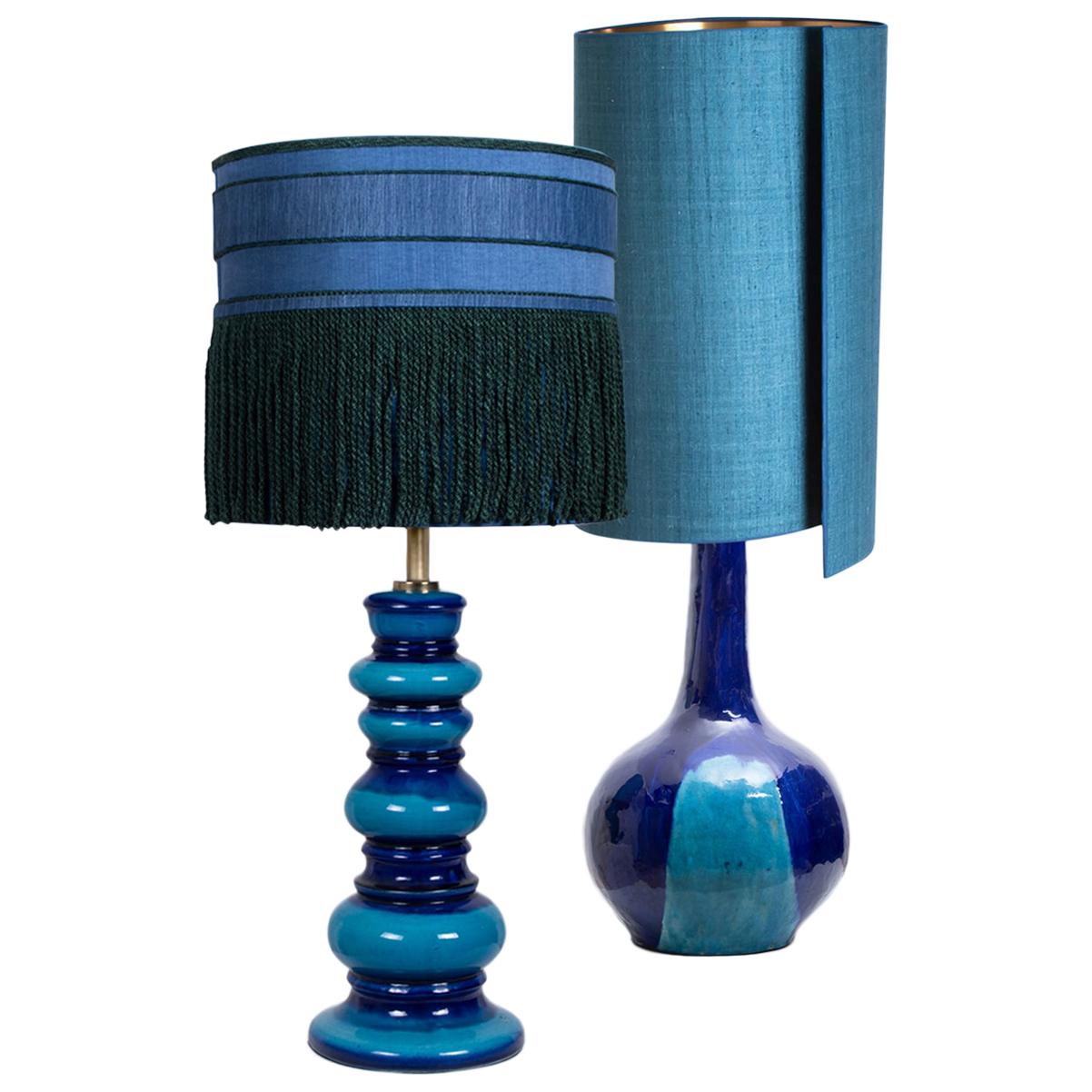 Pair Of Large Table Lamps With New Silk, Custom Made Table Lamps