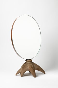 Paire de grands miroirs de table de design français des années 1980, style Garouste bonetti