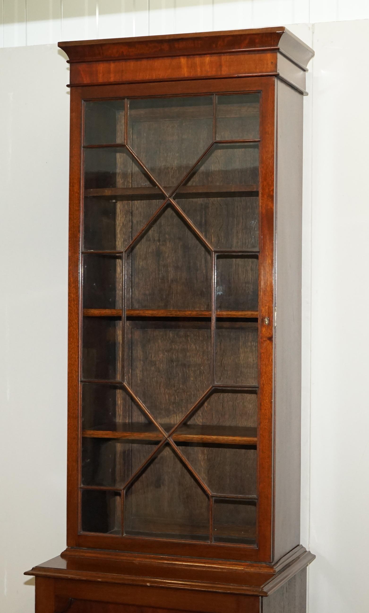 Pair of Large Tall Antique Victorian Hardwood Astral Glazed Library Bookcases 1