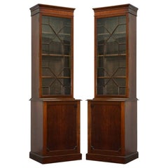 Pair of Large Tall Antique Victorian Hardwood Astral Glazed Library Bookcases
