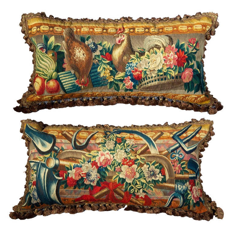 Pair of Large Tapestry Cushions, Early 18th Century For Sale at 1stDibs