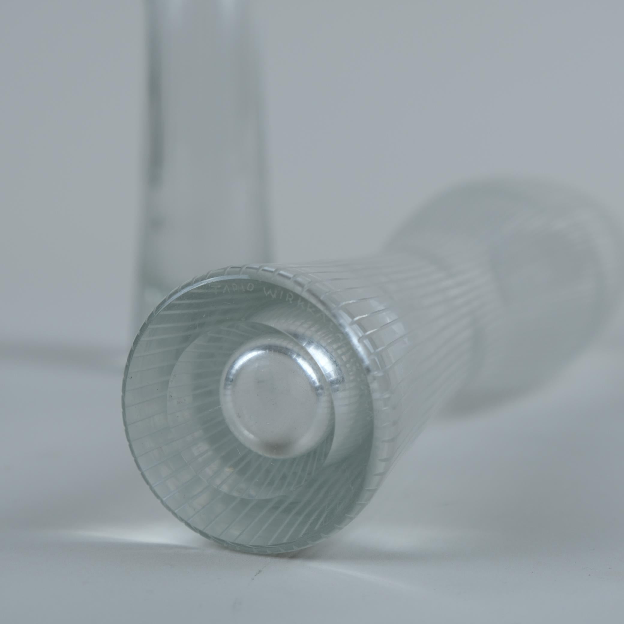 Blown Glass Pair of Large Tapio Wirkkala Line-Engraved Art Pieces Model 3545, Iittala, 1950s For Sale
