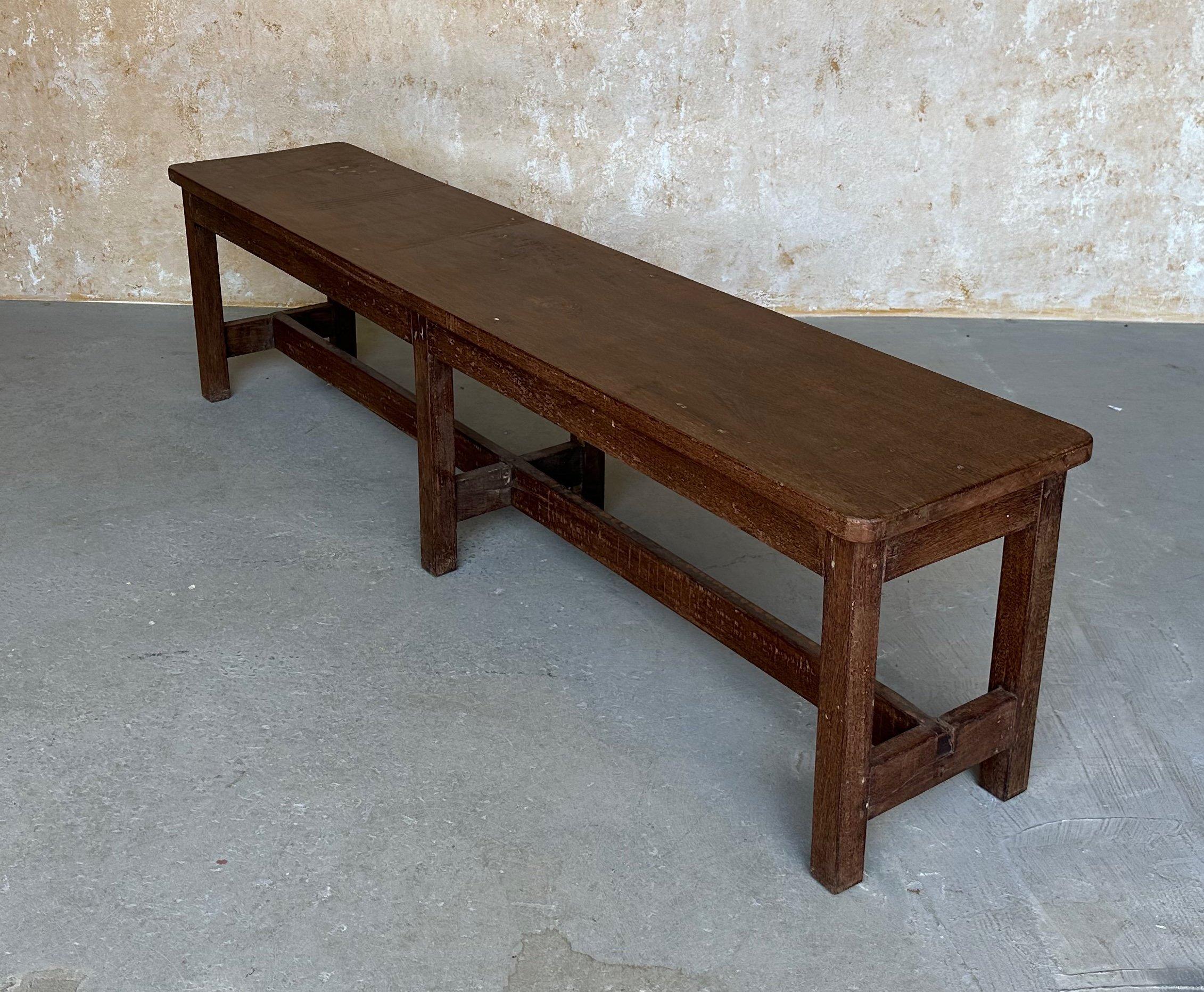20th Century Pair of Large Teak Benches For Sale