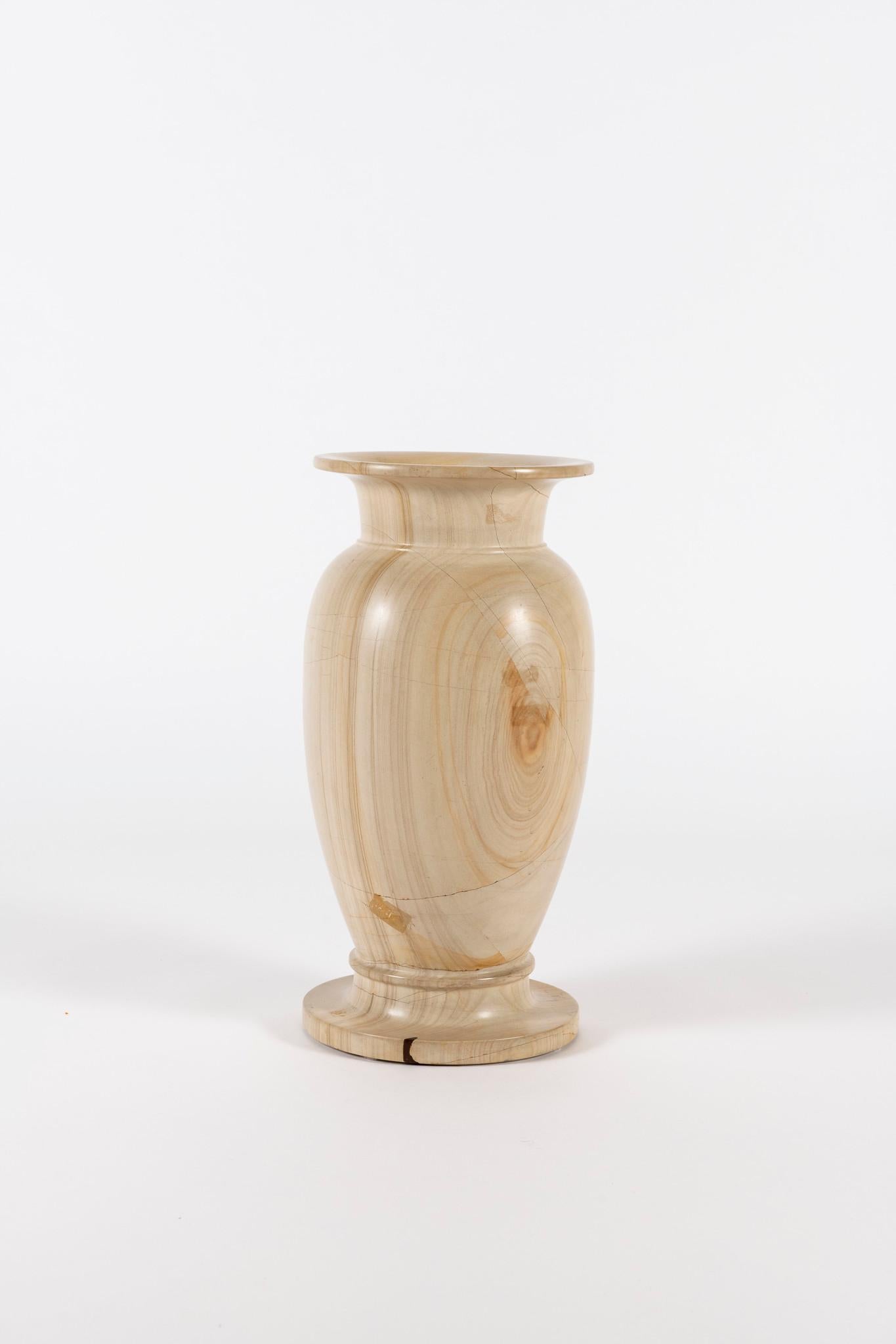 Pair of Large Teak Wood Marble Vases 3